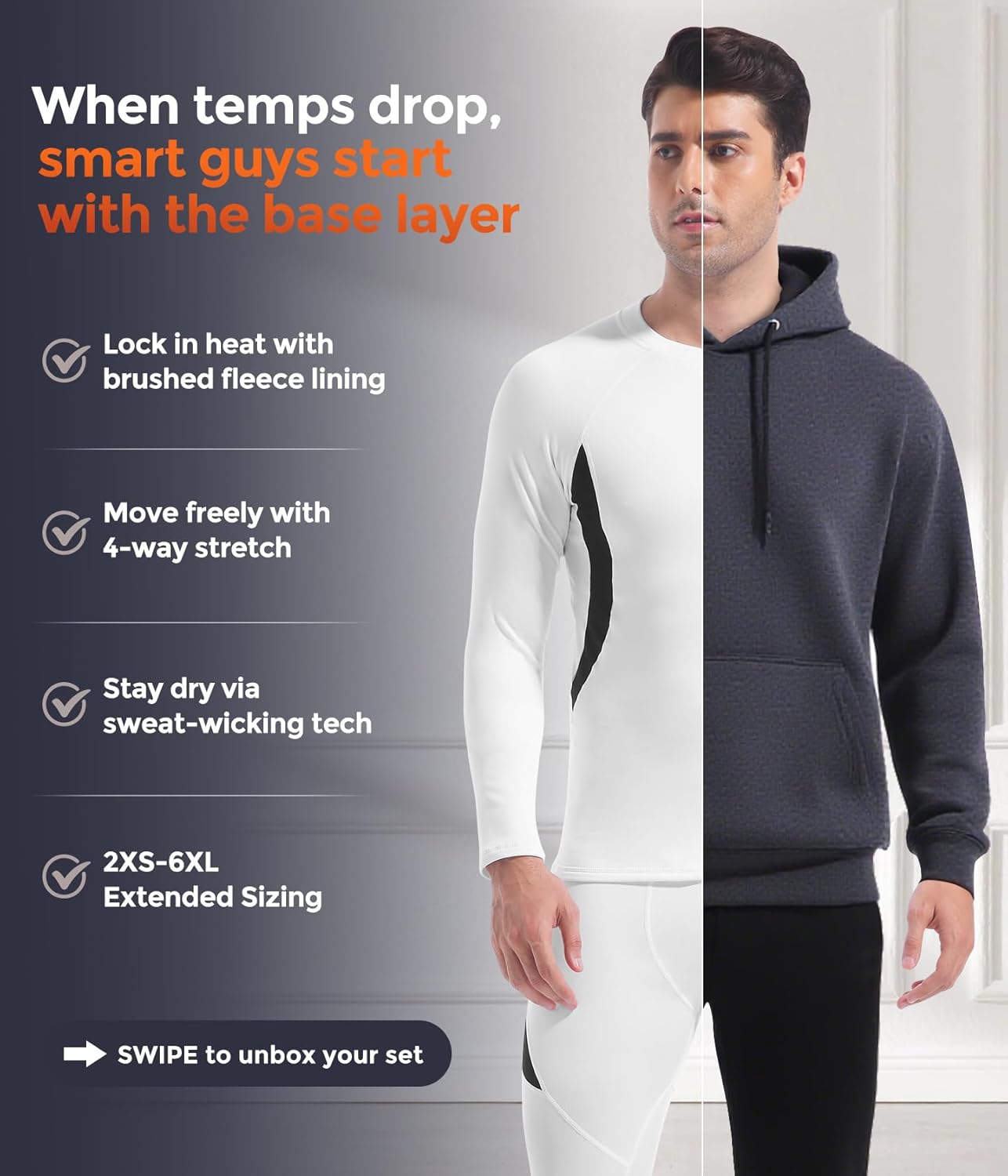 CL convallaria Thermal Underwear Long Johns Set Mens Winter Gift Hunting Gear Sport Base Layer Bottom Top - Image 4