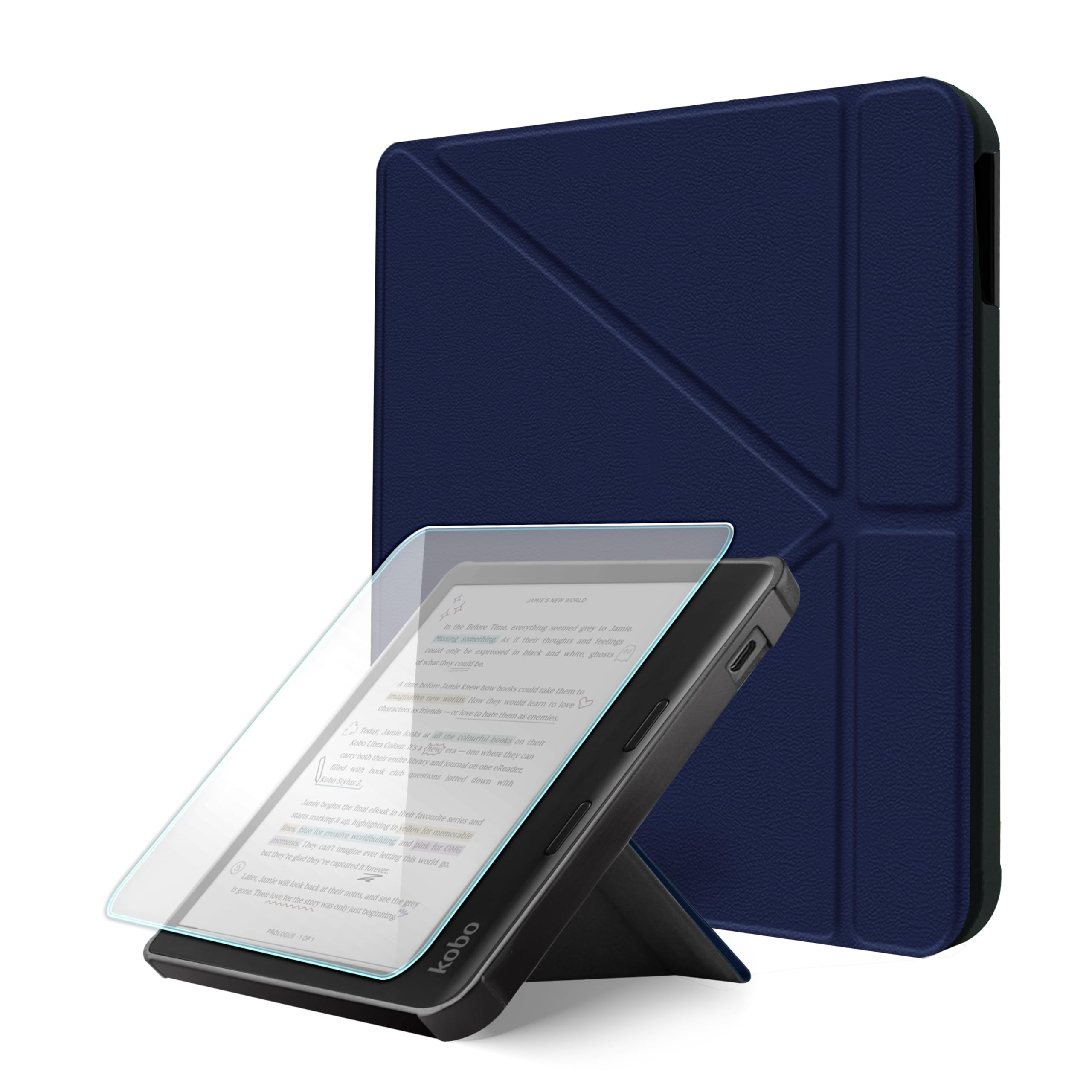 Case For Kobo Libra Colour/Kobo Libra 2, Includes a Case & Screen Protector - 7" Origami Cover Fit for Kobo Libra (Model N418/N428) with Auto Sleep/Wake(Starry Night, 7 icnh) — view 11