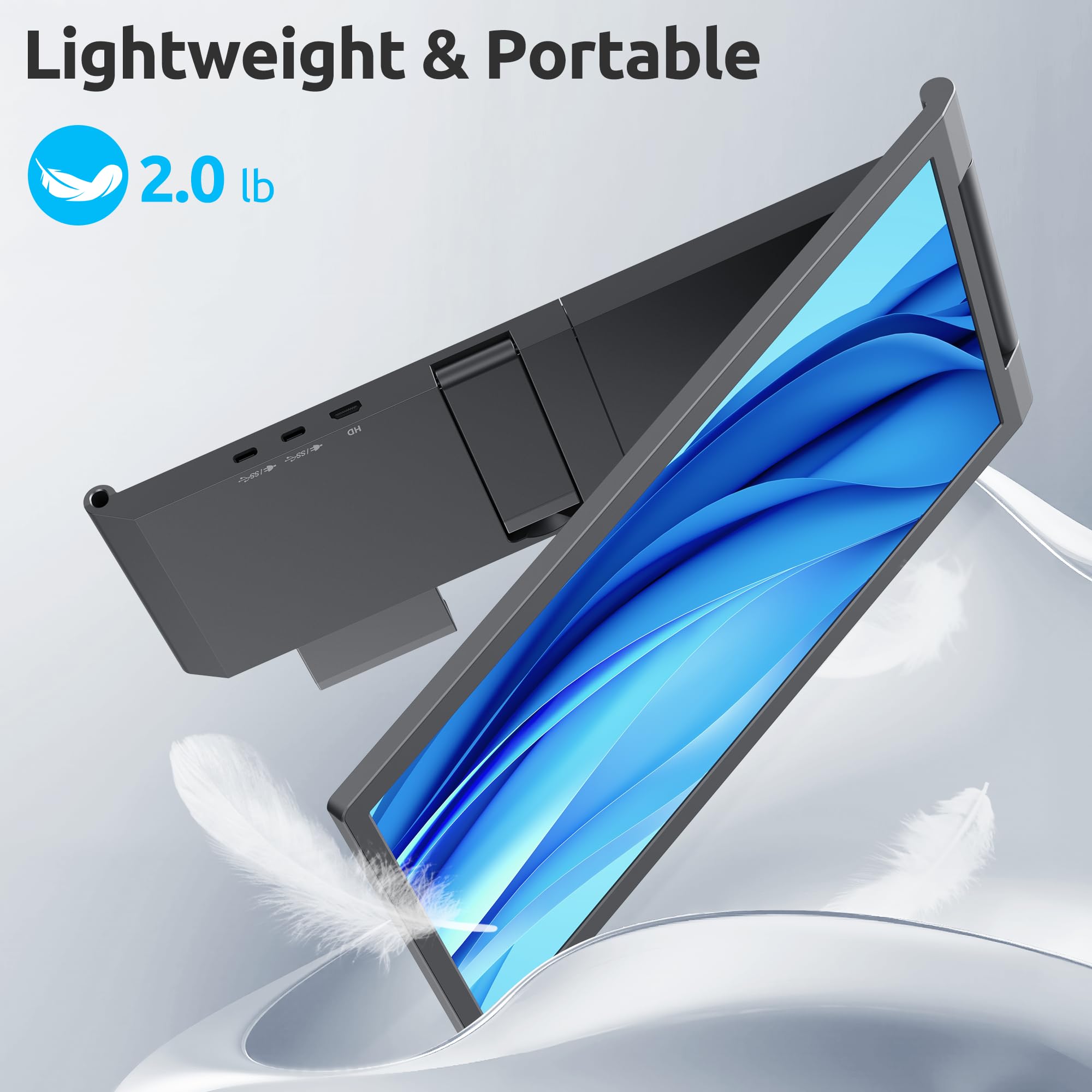 Laptop Screen Extender, 14" 1080P Portable Monitor, Type-C HDMI Plug and Play for 13.3" - 16.1" Laptops, 270° Rotation Attachment Display for Windows/MacOS/Chrome Laptop Phone — view 5