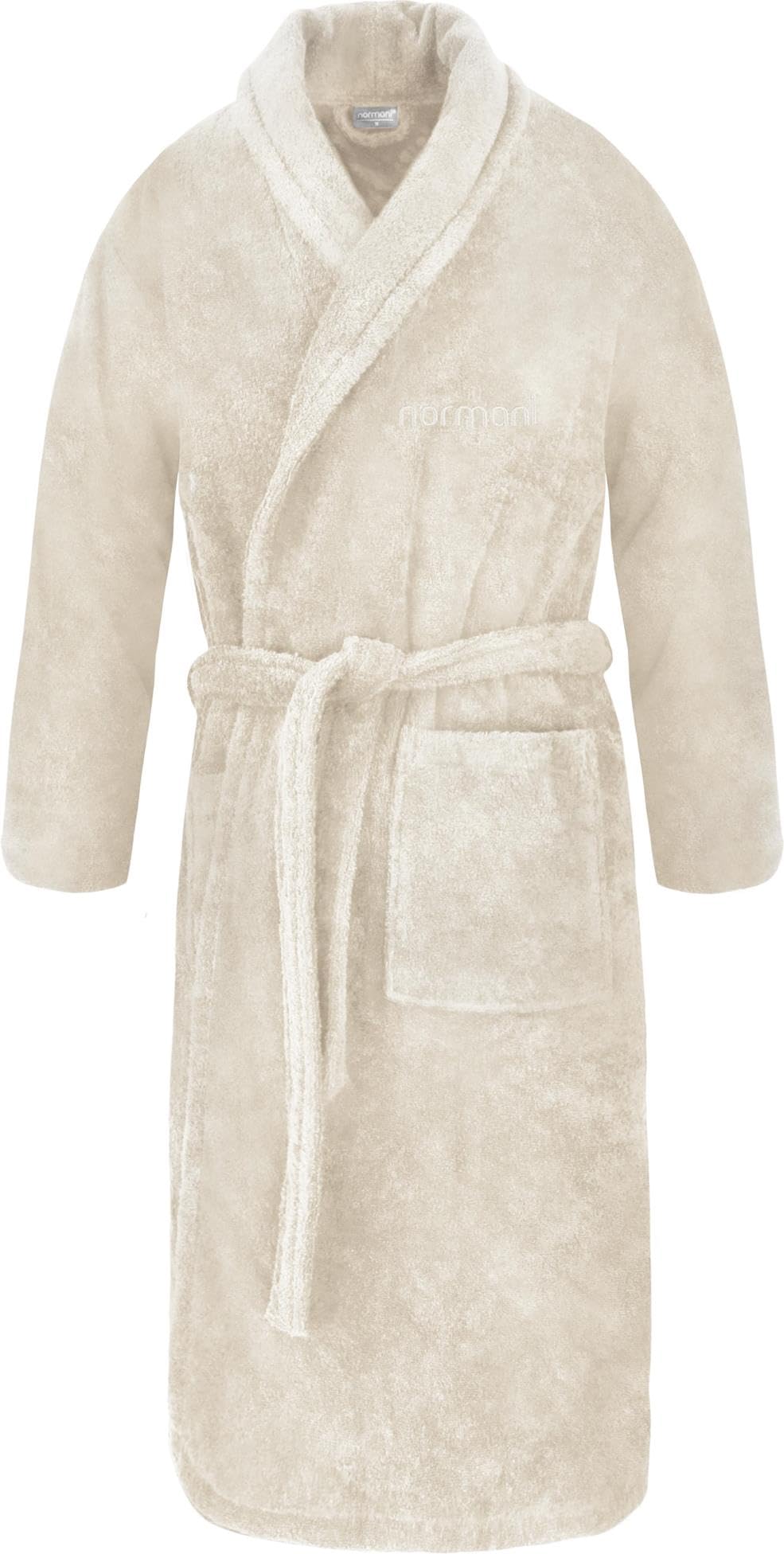 normani Damen und Herren Frottee Baumwoll Bademantel - Saunamantel aus extra dicker Baumwolle 450 g/m² - wadenlanger Morgenmantel