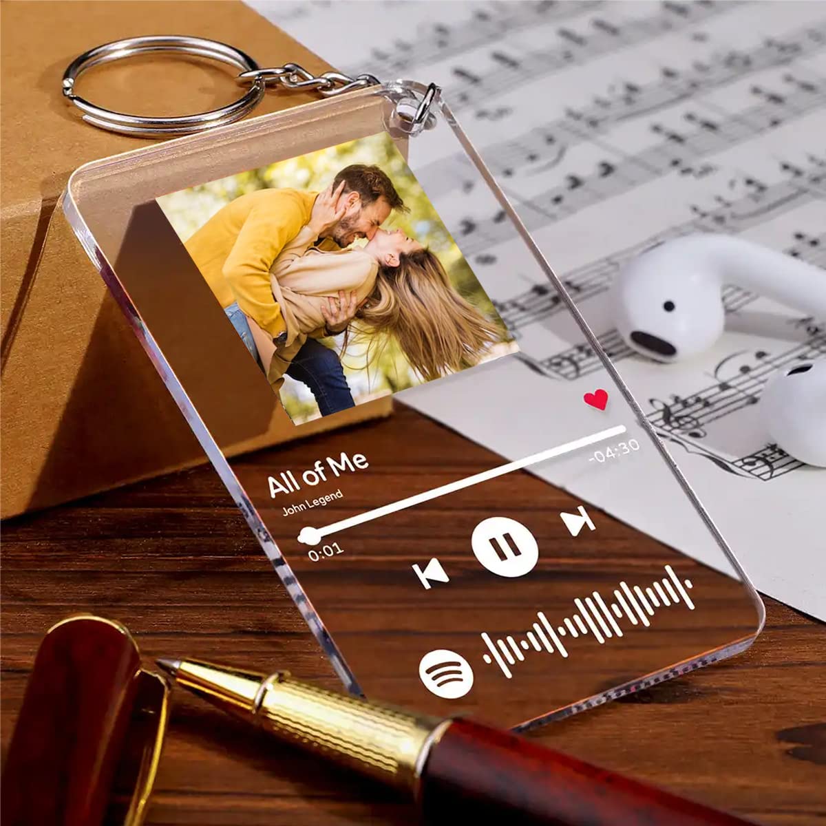 Personalized Music Spotify Code Keychain,Custom Keychain with Pictures,Customized Gift,Custom Song Keychain, Custom Photo Keychain for Anniversary Wedding Gift