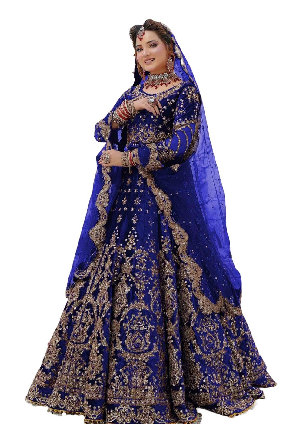 Women Wedding Wear 9000 Markable Velvet Lehenga With Beautiful Embroidery Work Bridal Wedding 4679