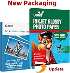 Uinkit 100 Feuilles Épaisseur papier photo brillant jet d'encre 8,5x11 poids lourd 62lb 230gsm 11.1mil Carte postale Cardstock pour imprimante à encre de colorant A194