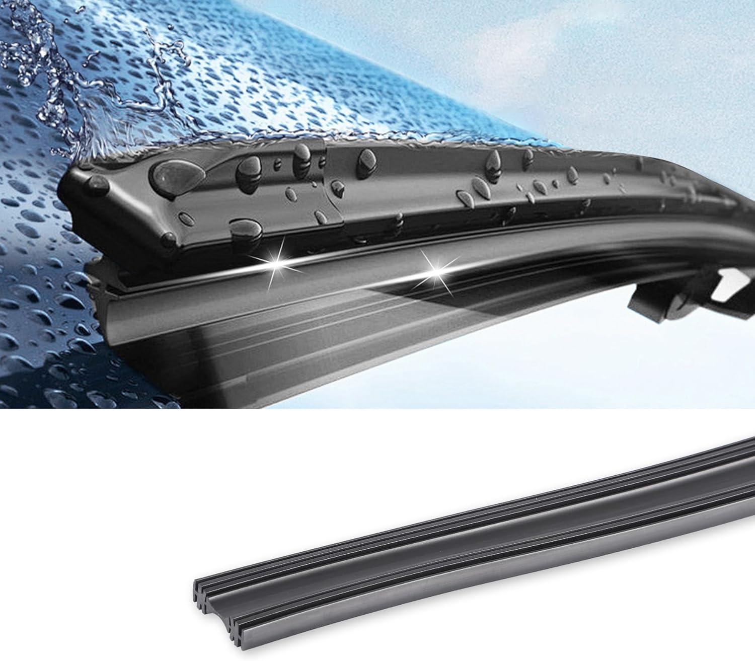 Alpmosn Silicone Windshield Wiper Blades Refills (Pack of 2), Adjustable Automotive