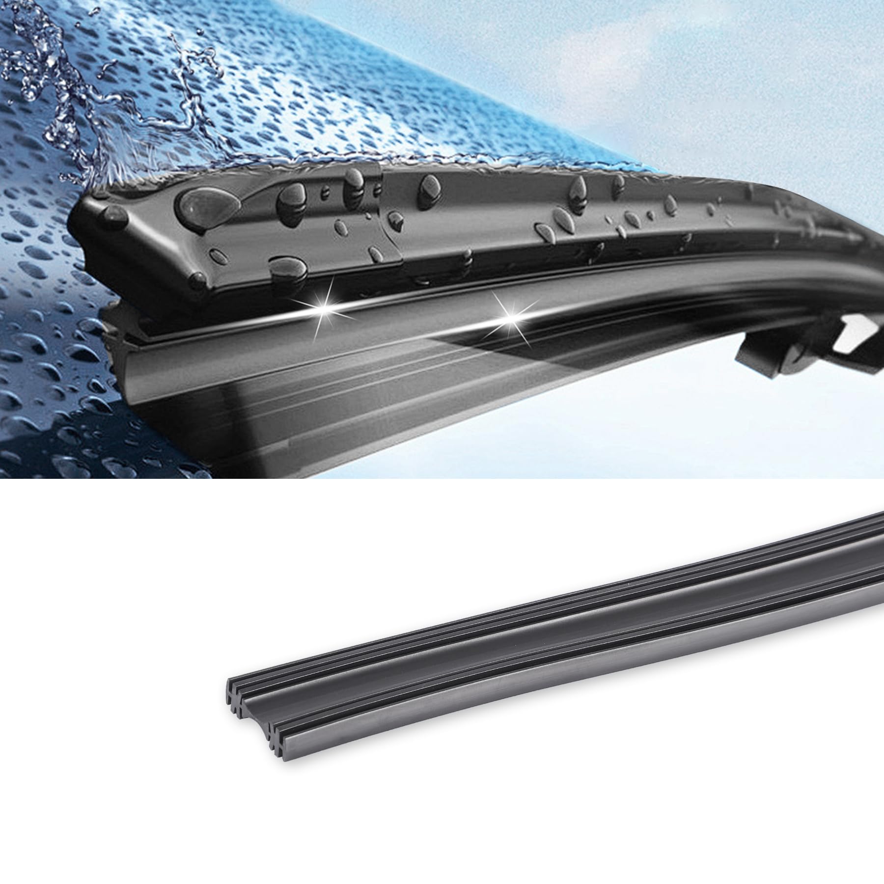 alpmosnSilicone Windshield Wiper Blades Refills (Pack of 2), Adjustable Automotive Rubber Frameless Window Boneless Insert Wiper Blade Refill Universal for Car SUV Truck Van (22")