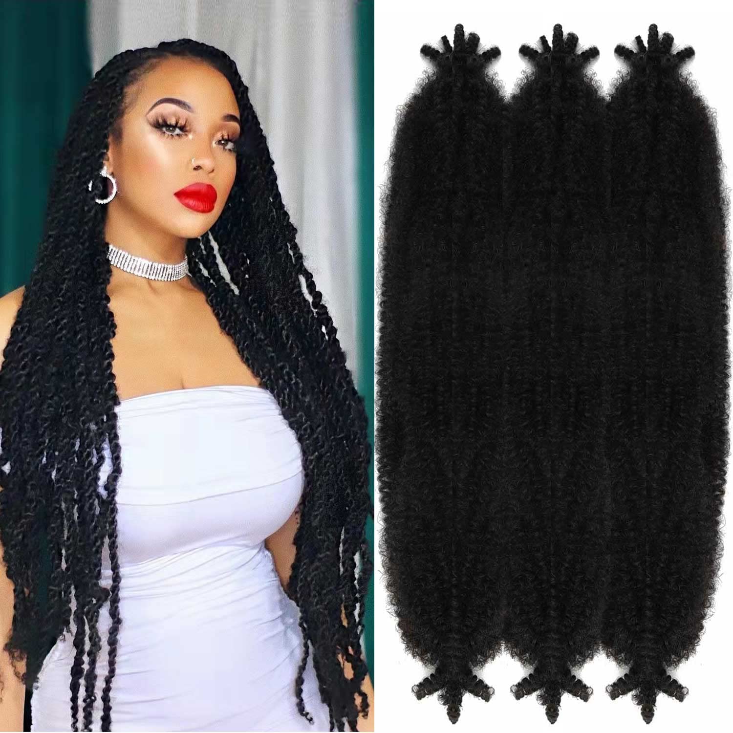 6 BUNDLES Pre-separated Springy Afro Twist Braiding Hair 24 Inch Pre-fluffed Marley Twist Hair for Spring Twists and Bomb Twists Style 48 STRANDS (24 Inch 2#)