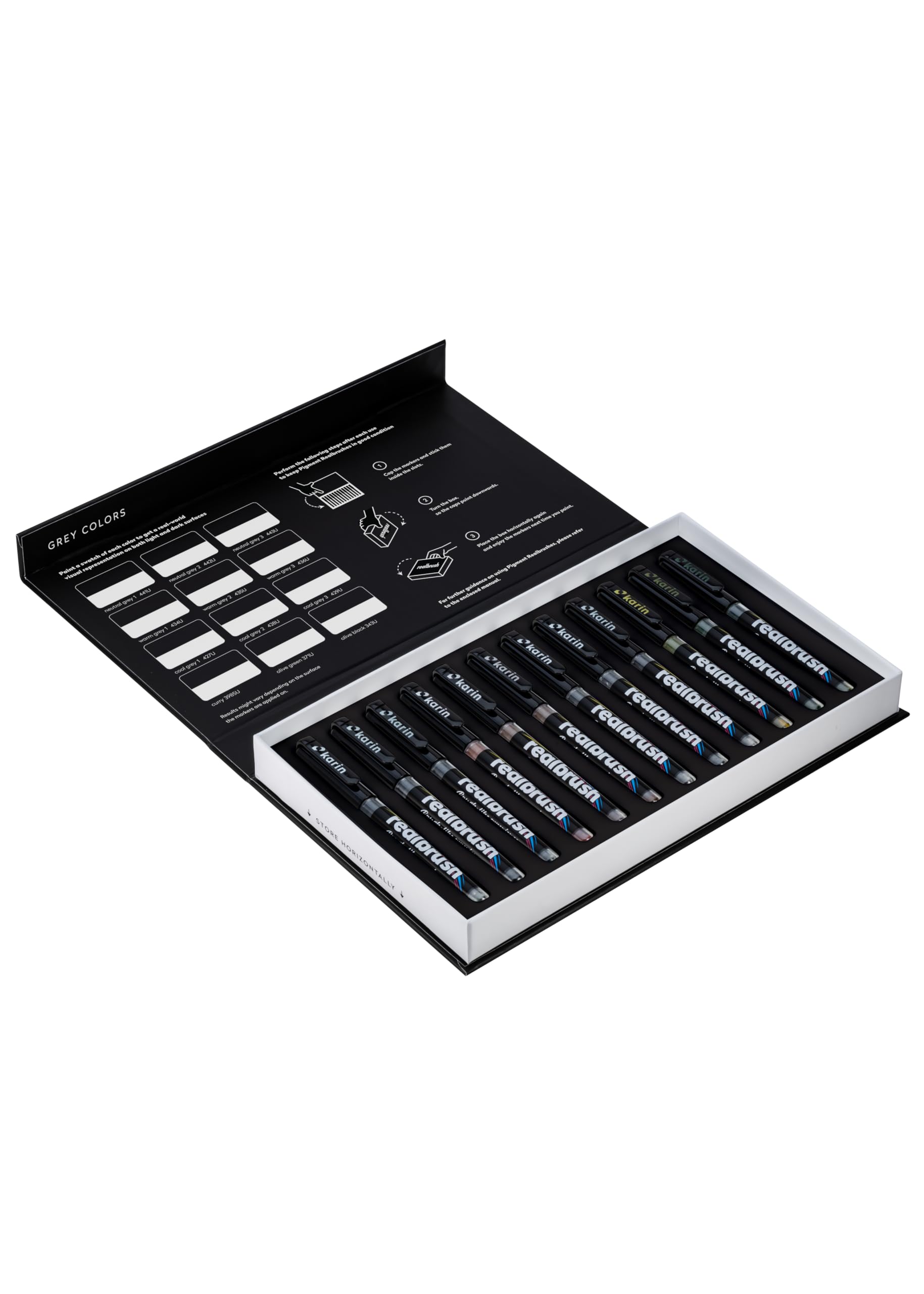 KARIN Realbrush PIGMENT Grey Colors – kolekcja z 12 pędzlami w ekskluzywnym i ochronnym etui.