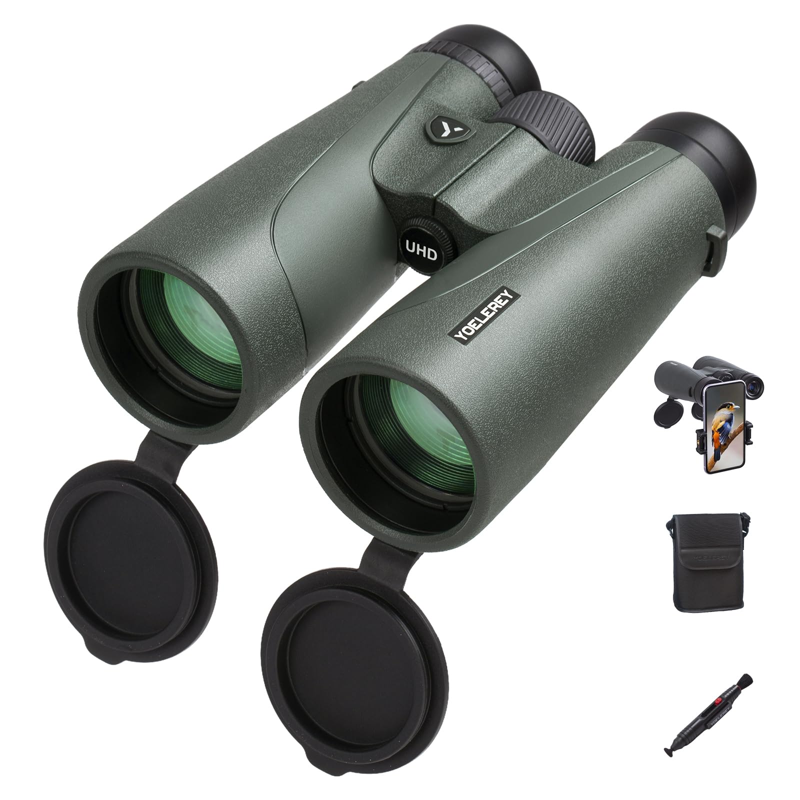 15x52 UHD Binoculars for Adults - High Powered with Phone Adapter, Lens Pen, Quick Release Straps - Binoculars for Bird Watching, Hunting, Stargazing, Cruise Ship