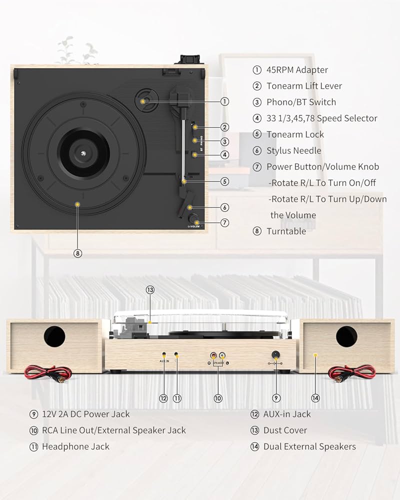 ミュージック 3million Amazon.com: PAREIKO 3 Speed Vinyl Record Player Bluetooth