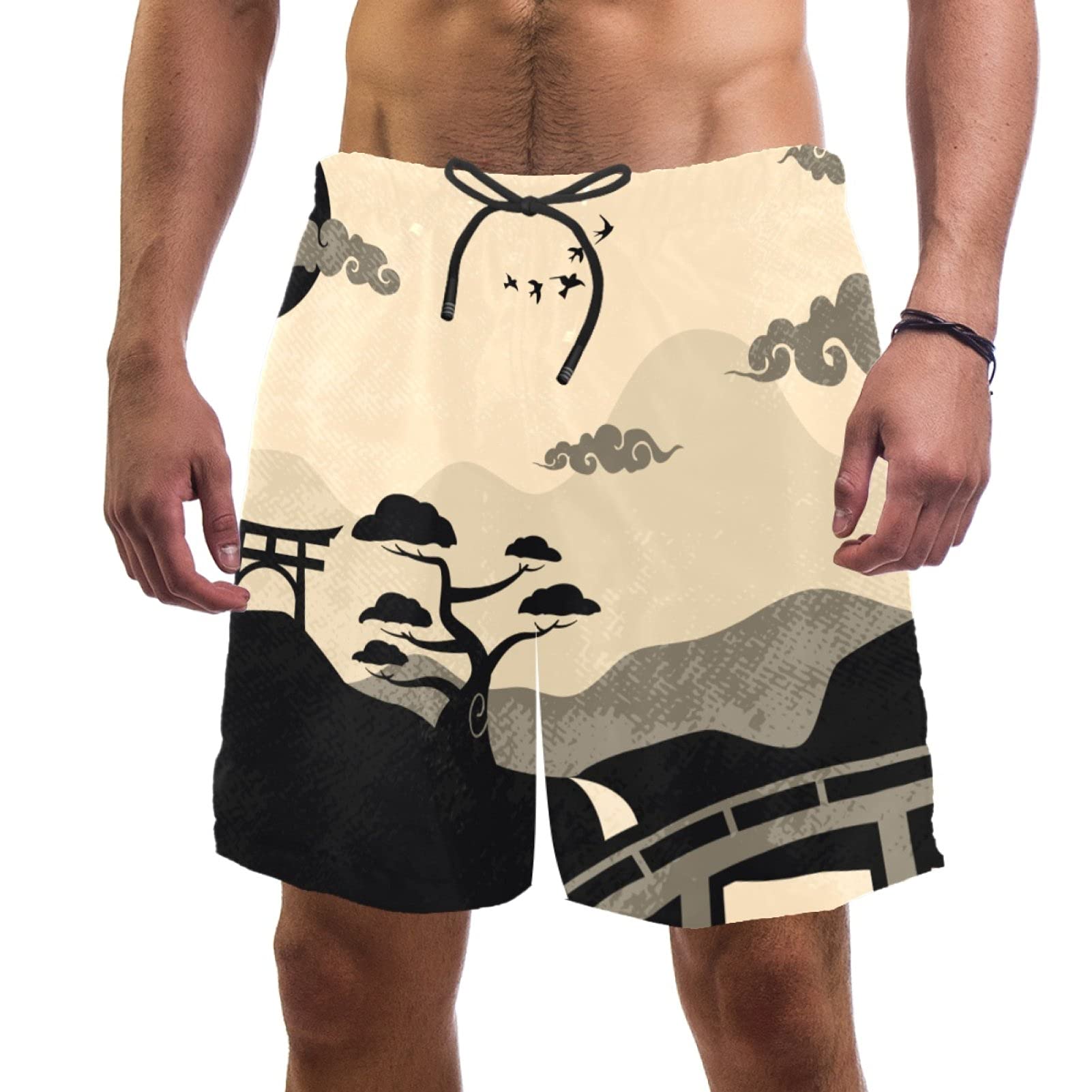 Short de bain vintage homme à motif nuages chinois taille M