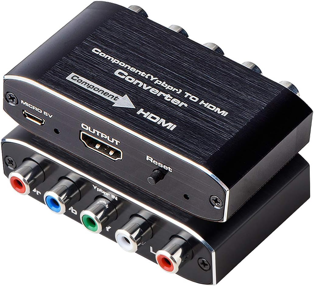 Component to HDMI, Component to HDMI Converter, YPbPr to HDMI Converter Supports Video Audio HDMI V1.4 for DVD PSP Xbox 360 PS2 Nintendo to HDTV Monitor and Projector (Black)