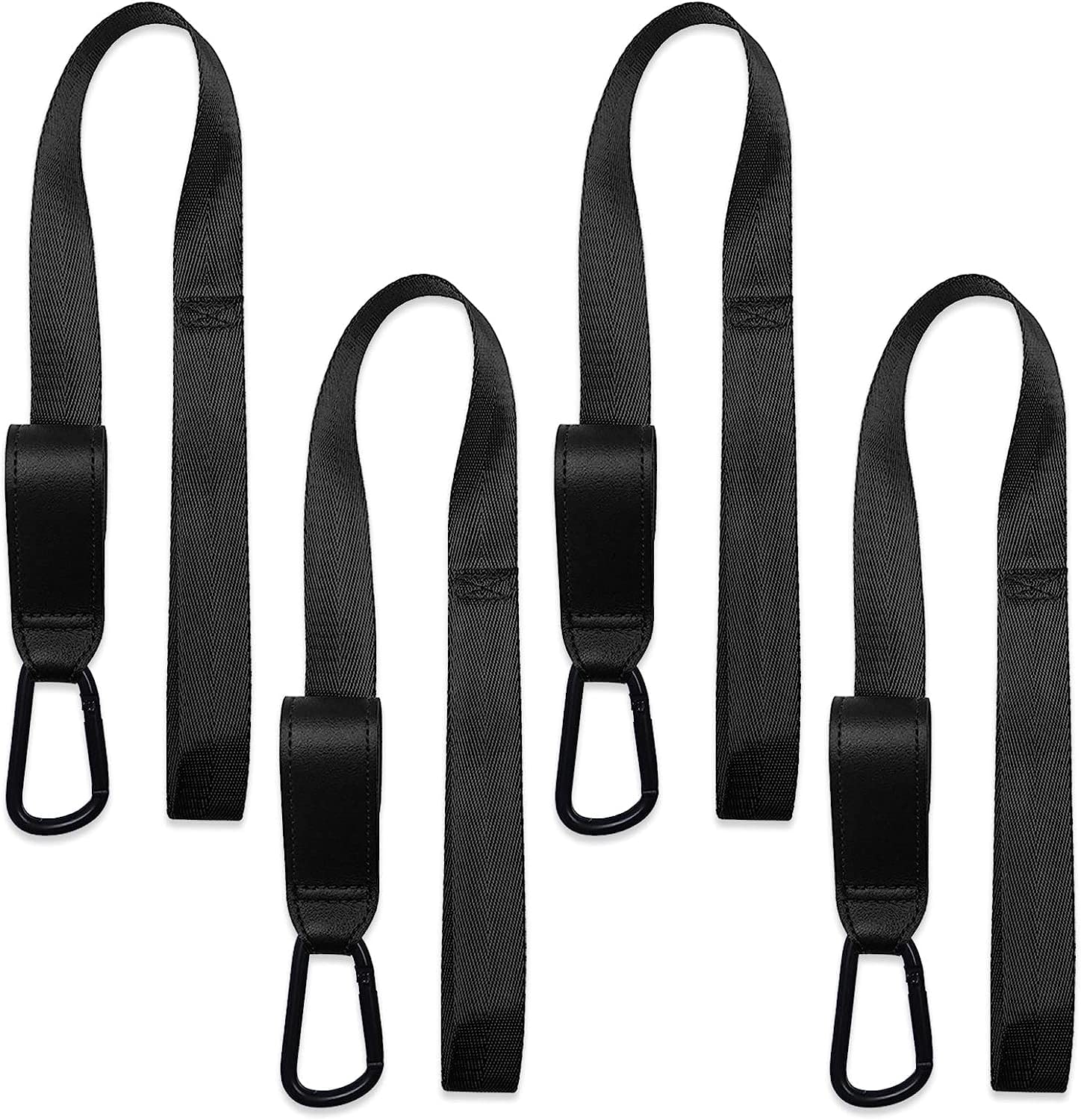 MAKINGTEC Stroller Hooks with Safety Wrist Strap, Heavy Duty Jogging Stroller Clips, Universal Pram Hook, and Mommy Hooks for Hanging Diaper Bags and Purses (Black, 4Pcs)