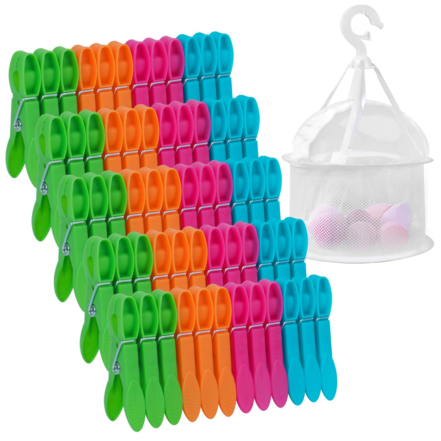 60 Pcs Clothes Pegs for Washing Line with Bag