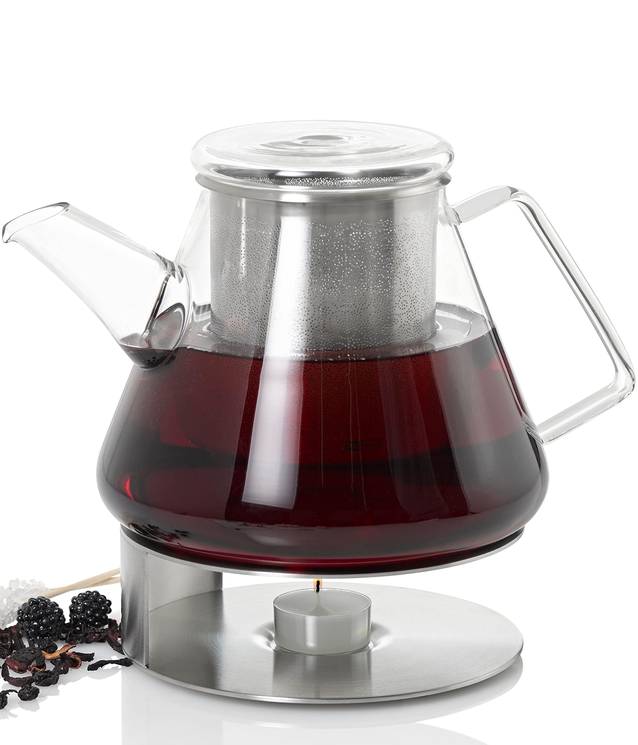 AdHoc TK50 Teekanne 1,5 l mit Filter für losen Tee ORIENT+, Glas/Edelstahl