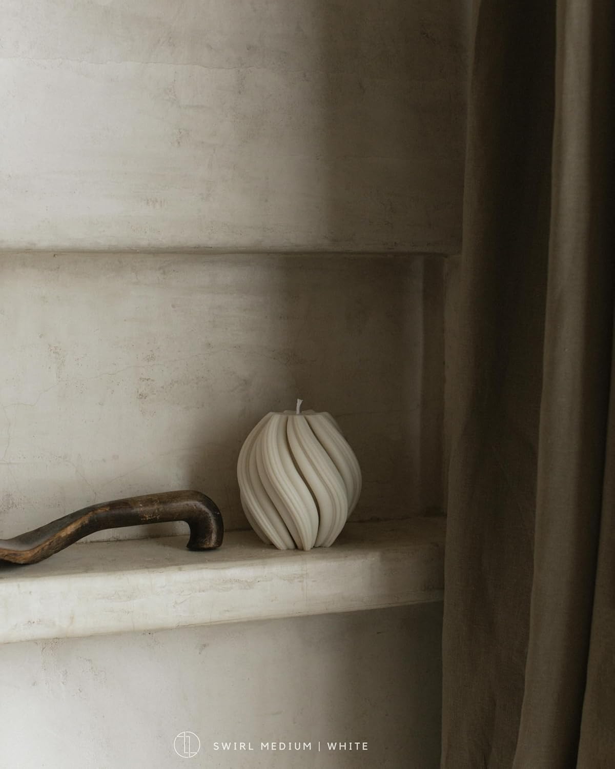 LAWA Swirl Candle - Large Beautiful Handmade Pillar Scented Soy Wax Twirl Elegant Bubble Aesthetic Housewarming Gift Home Room Shelf Decor Idea Spiral Candle White (Medium)