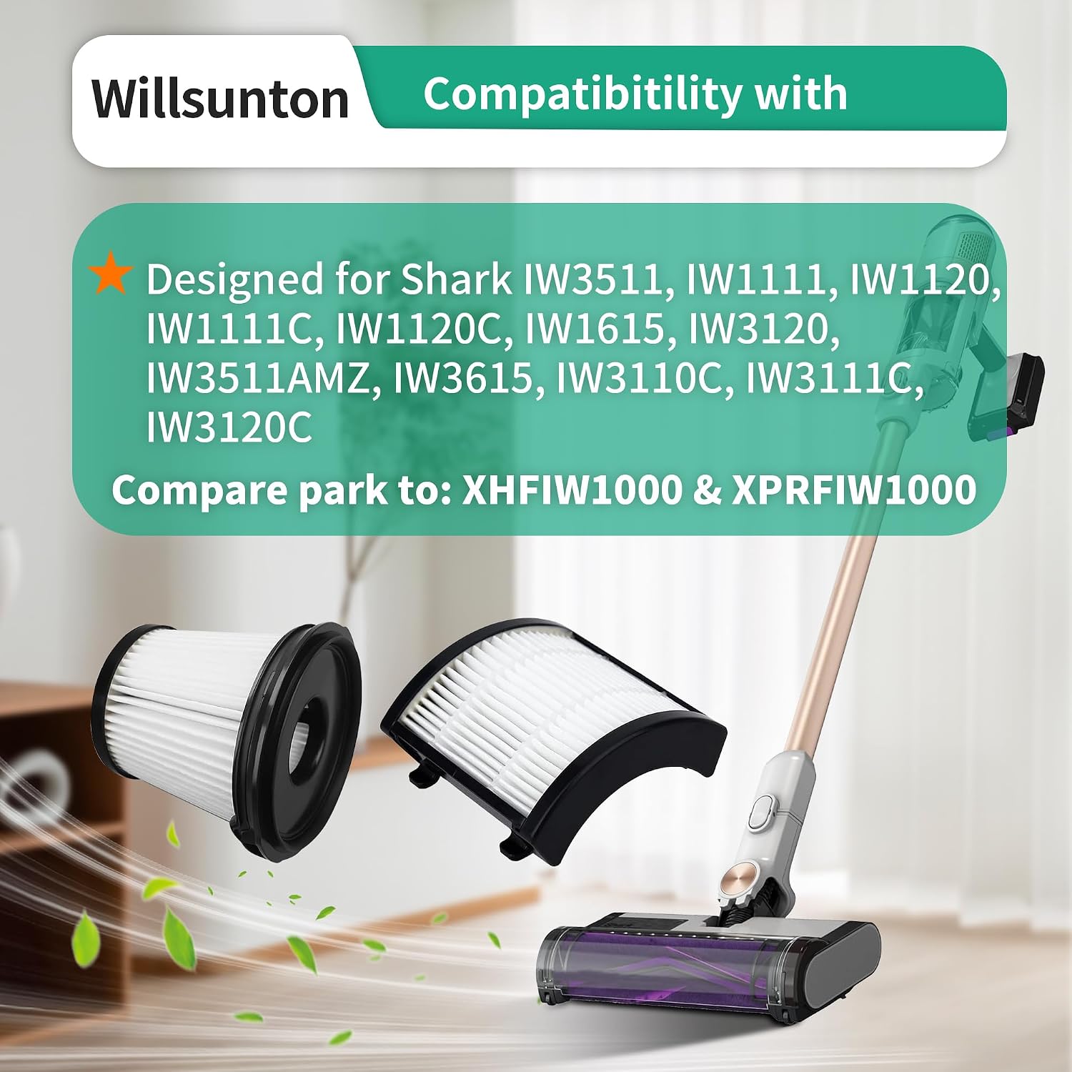 4 Pack IW3511 Filters for Shark DetectPro Lightweight Cordless Stick Vacuum image 2