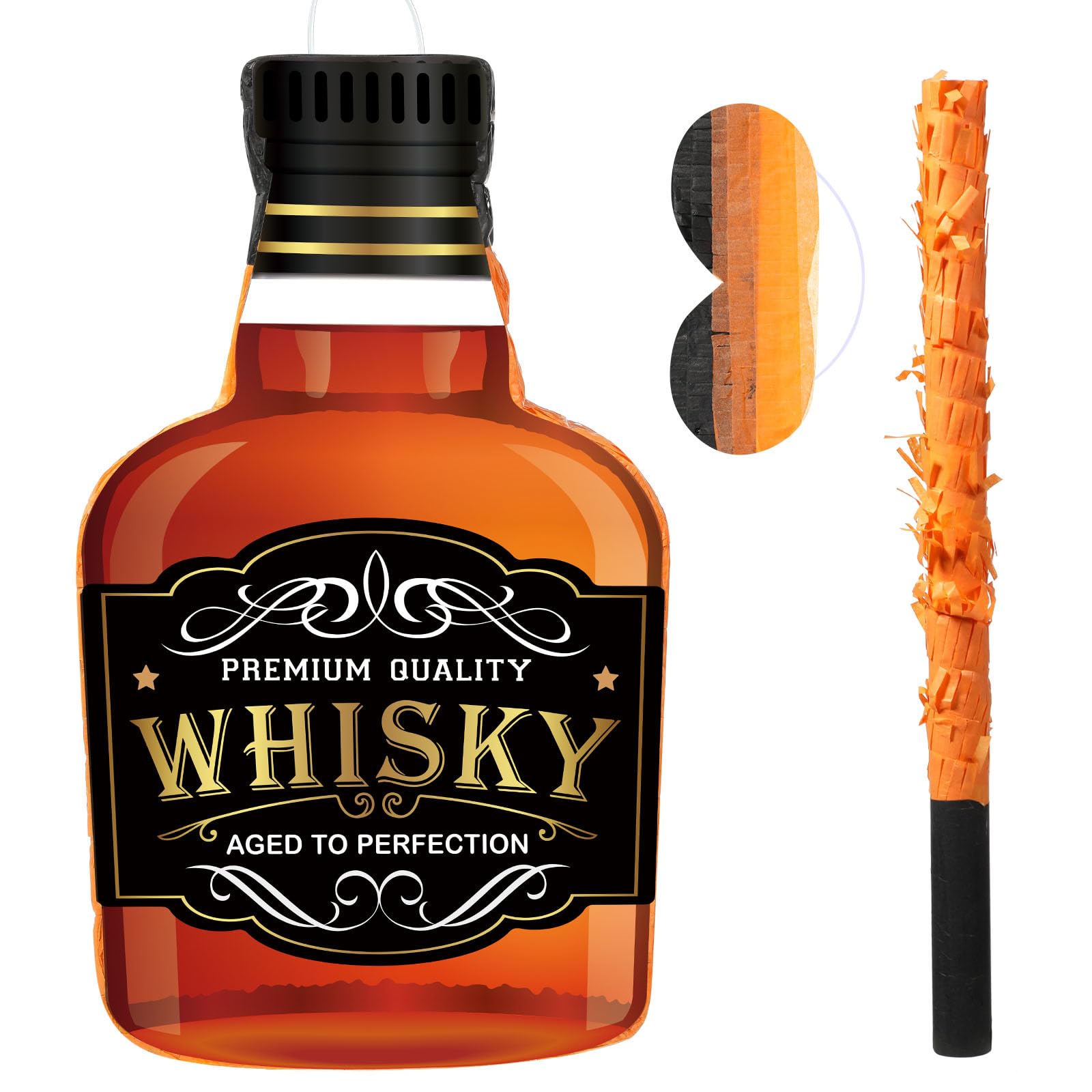 Panelee Adult Piñata with Stick Tassel Blindfold Confetti Beer Mug Piñata Champagne Whisky Tequila Bottle Set for Adult Women Men Bachelor Birthday