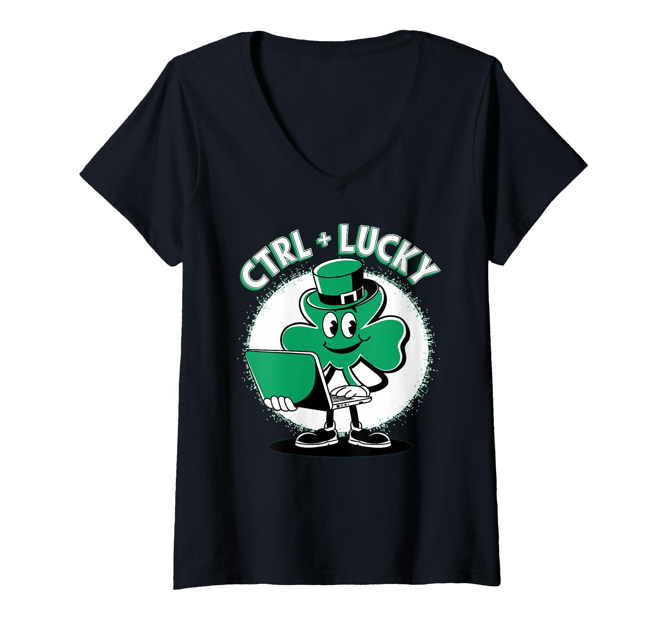 Womens CTRL + Lucky Programmer Luck of the Irish St. Patrick’s Day V-Neck T-Shirt