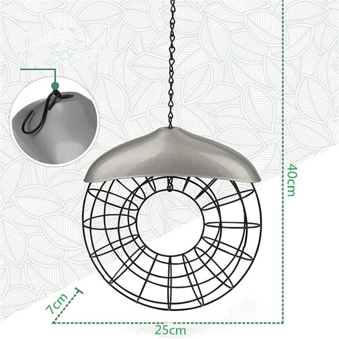 Mangiatoia per Uccelli per Esterni Mangiatoia per Uccelli Mangiatoia per Uccelli da Esterno con Ghirlanda Rotonda in Metallo da Appendere con Anello per Cibo Balcone Giardino