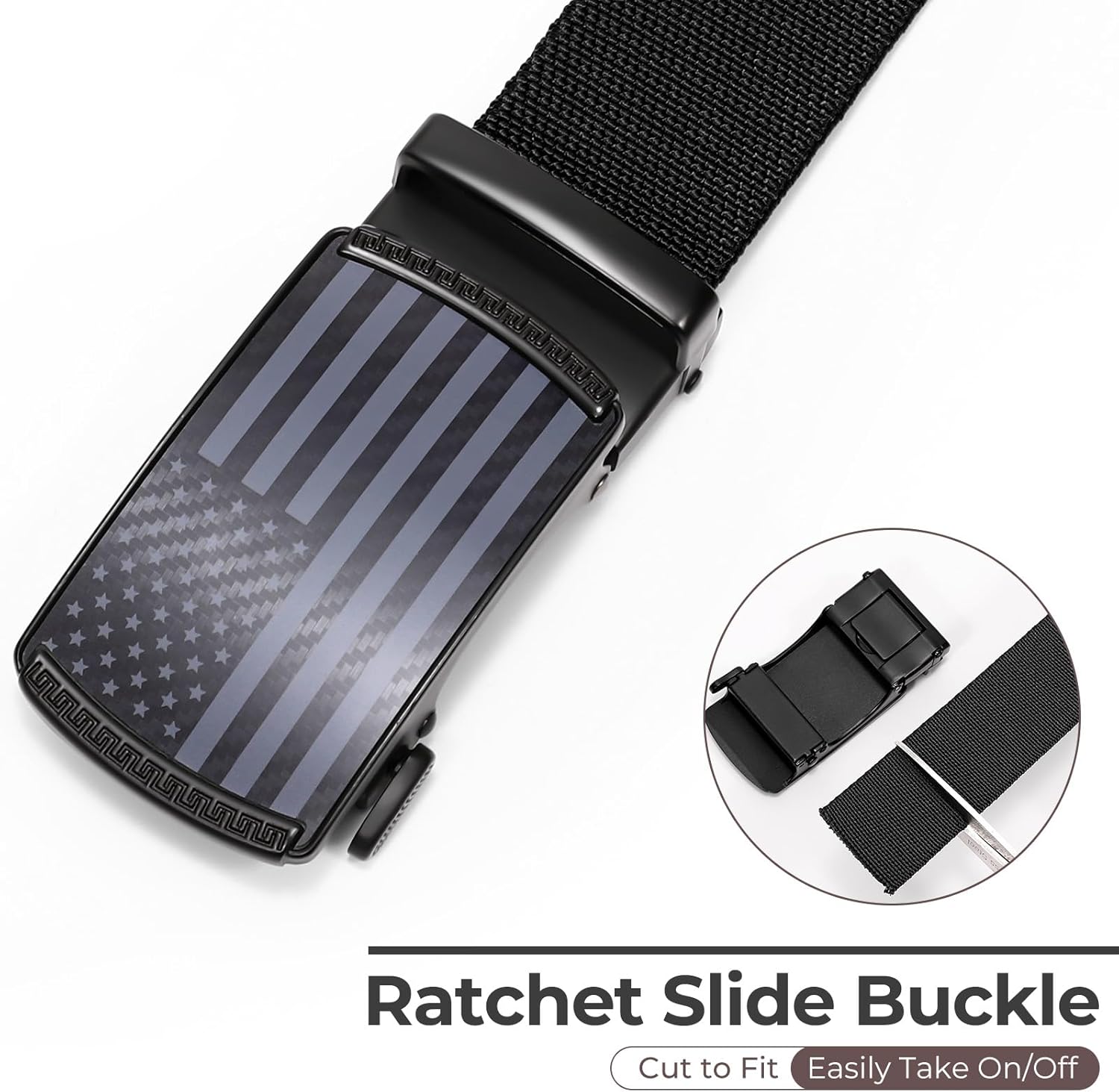 SANSTHS Mens Elastic Stretch Belt Ratchet Nylon Belts for Men Casual Work Jeans Golf Belts - Image 3