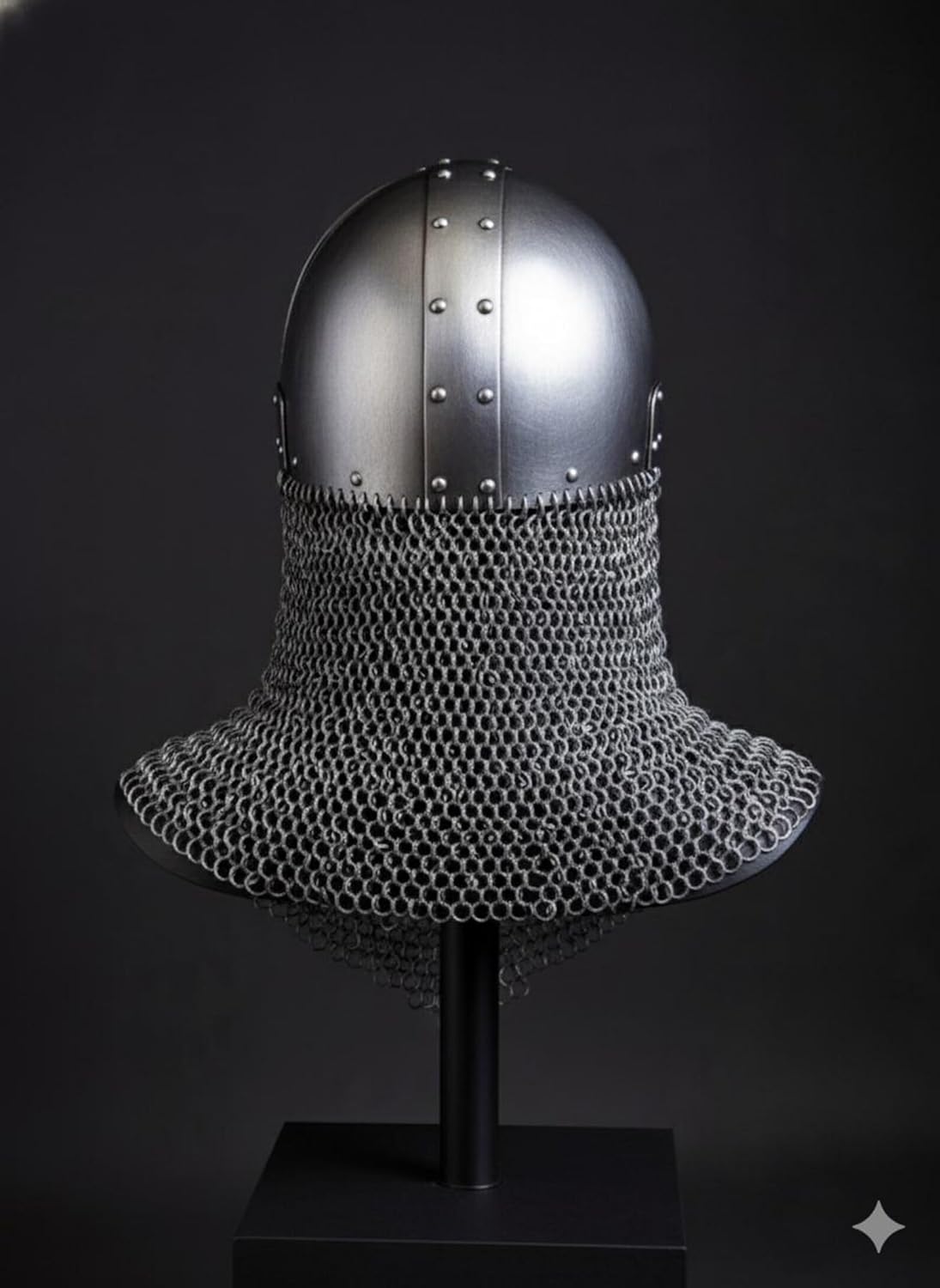 Medieval Knight Wearable Helmet with Chainmail Coif – Handmade Steel Viking Helmet Armor Replica, LARP Costume Helmet, Renaissance Cosplay Headgear, Battle Ready Look