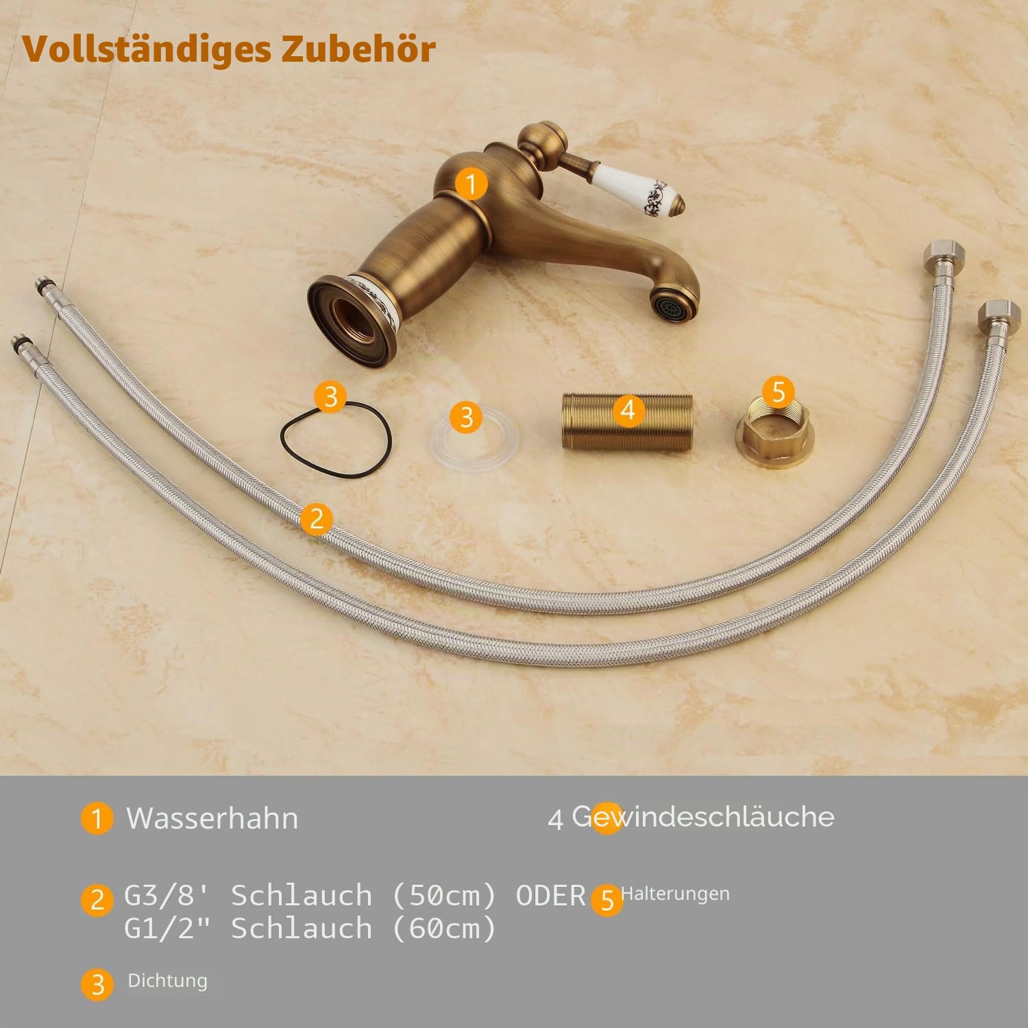 Beelee Antikes Messing Mischbatterie Wasserhahn Bad Armatur Waschtischarmatur Waschbeckenarmatur Einhebelmischer Badarmatur