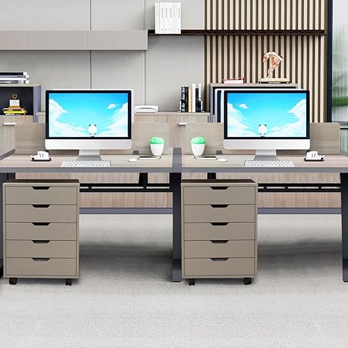 Miniatura 7 de Zanzio Archivador móvil para oficina en casa con 54 cajones delgados, pequeño gabinete vertical comercial con ruedas, archivador rodante para