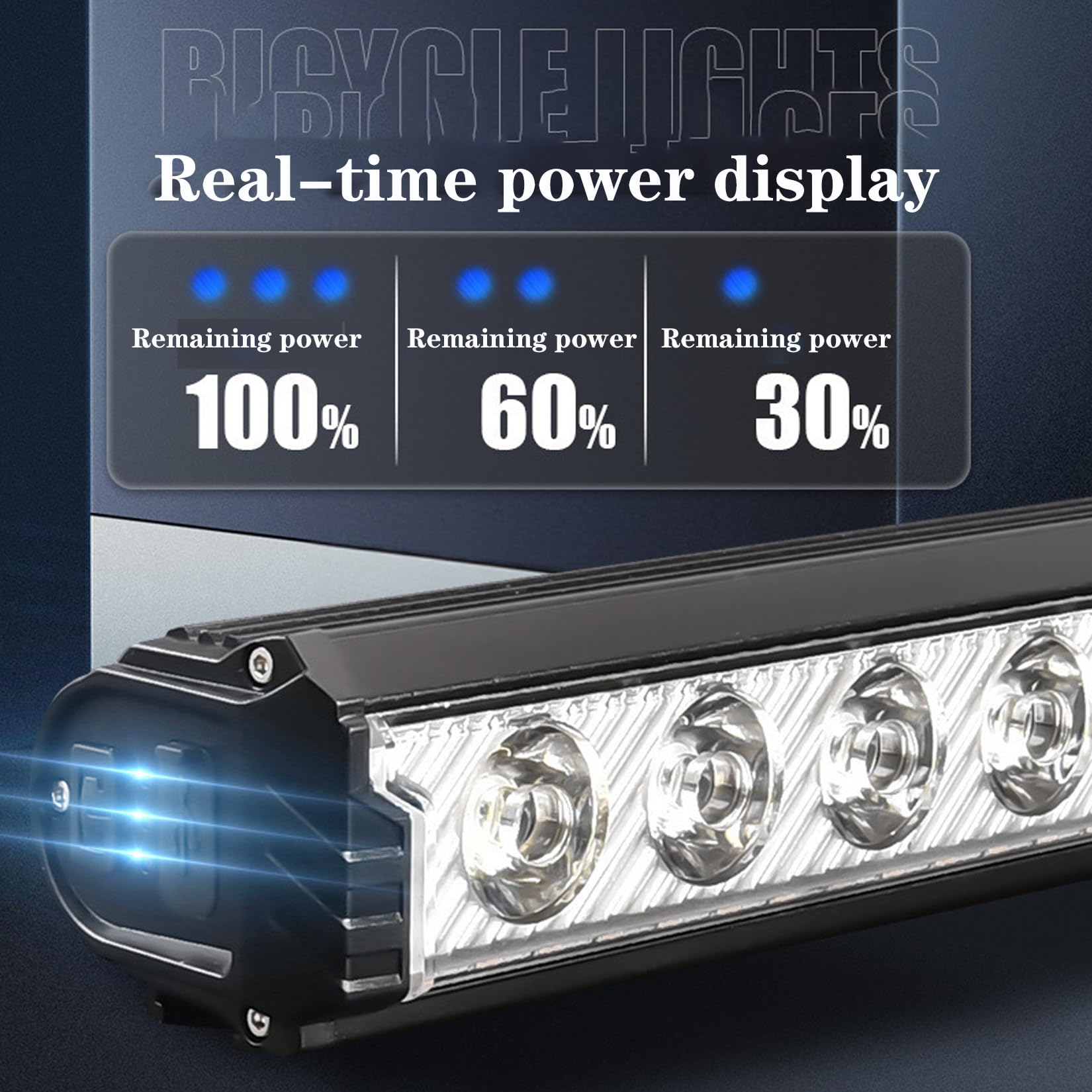 Lampe Frontale de vélo à Cinq Perles, Grand projecteur, réglage de la Vitesse d'éclairage à Cinq Vitesses, Chargeur USB, 15,5 * 4,2 * 4,2 cm