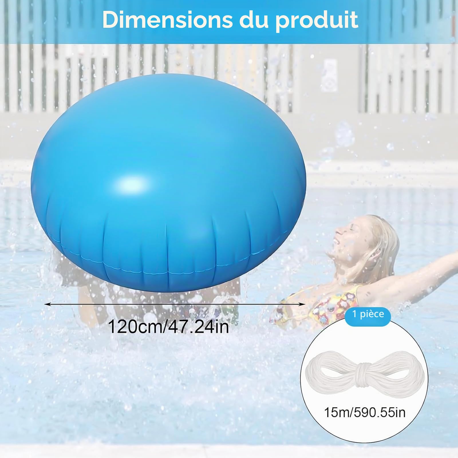Coussin de Piscine d'hiver Rond, XXL 120 x 120 cm Coussin Gonflable de Piscine Coussin Hivernage Piscine Hors Sol, PVC Coussin de Piscine Hiver Oreiller Gonflable Flottant