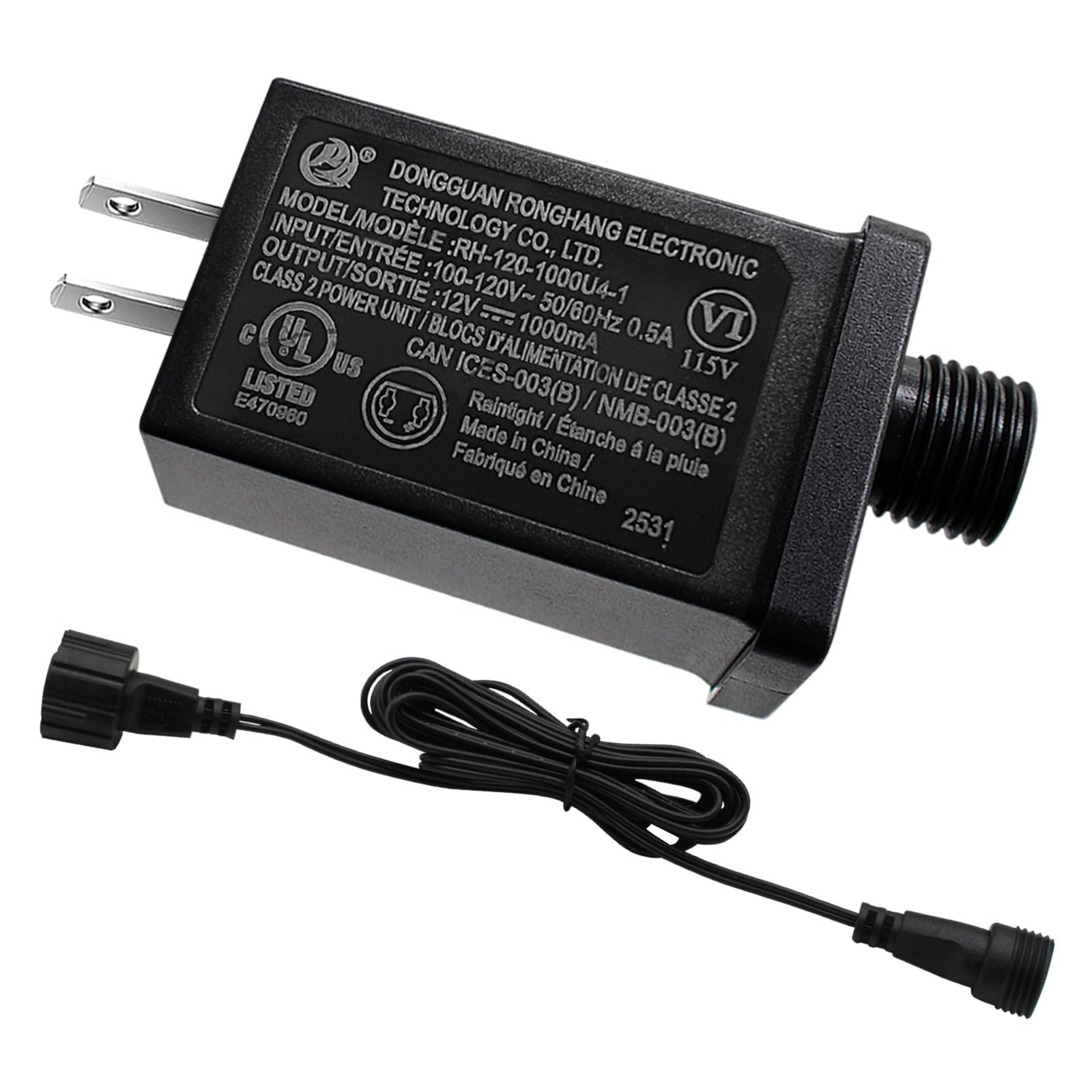 Photo 1 of 12V 1.5A Replacement Garden Yard Inflatable Adapter with Extension Cord, Class 2 Power Supply Low Voltage Transformer Ip44 Water Proof US Plug for Halloween String Light Inflatable Decorations