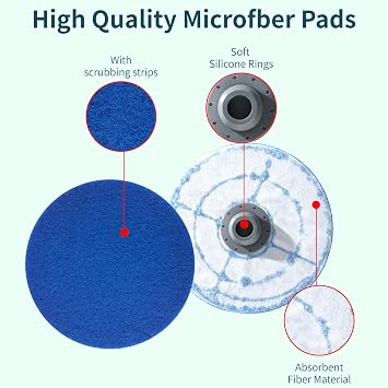 3897A / 3712 Rotating Steam Mop Pads Replacement for Bissell SpinWave Smart Steam Scrubbing Steam Mop Cleaner Models 3897A/3712 ONLY, Washable Reuseable Refill Pads(6Pack) (2Gray 4Blue)