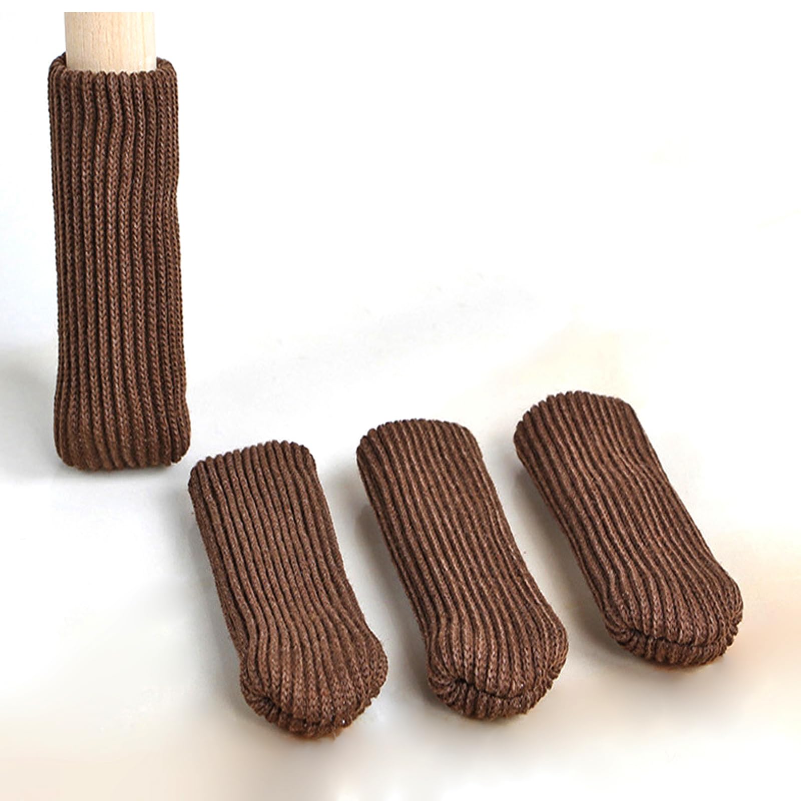 16 Pack Chair Leg Socks, Knitted Furniture Socks, Non-Slip Washable Chair Leg Pads, Double Thickness Furniture Pads, Wood Floors Protectors, Universal Fit Brown