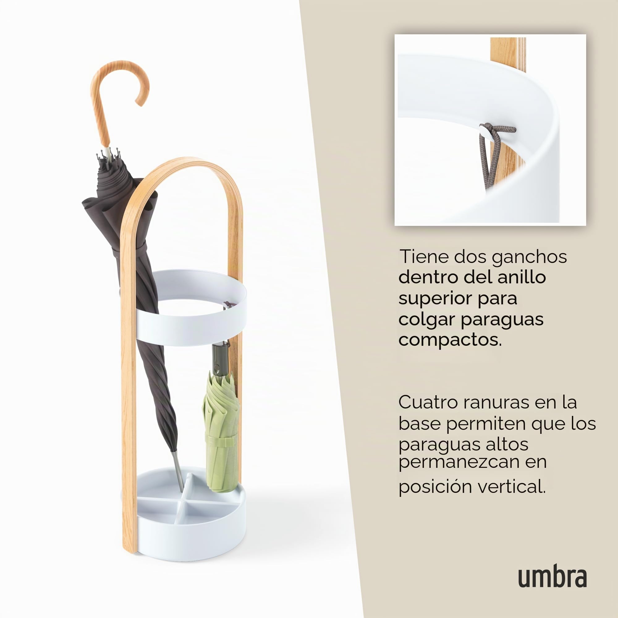Umbra Bellwood Portaparaguas Acero Blanco Natural