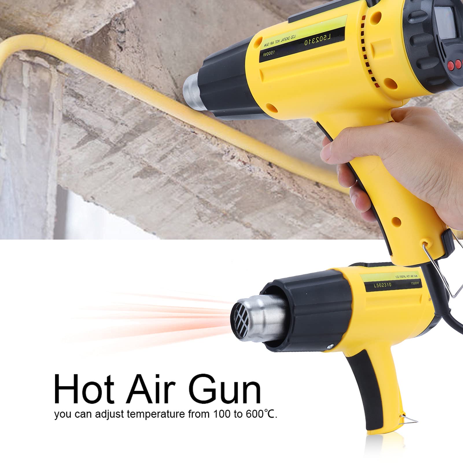 Pistola de Calor Digital, Temperatura Ajustable 1100-1500W L502310