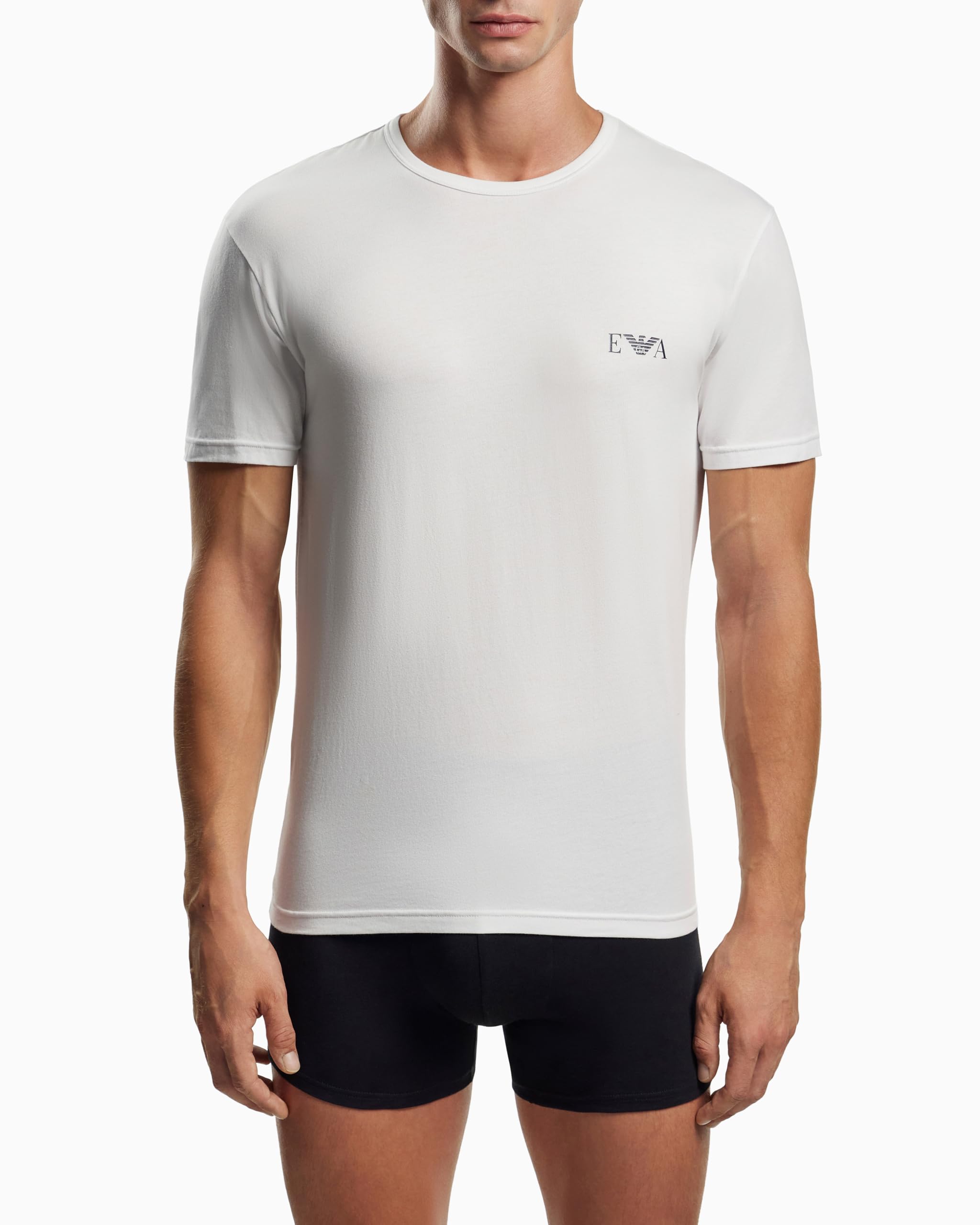 Męski pogrubiony monogram 2-pak T-shirt z okrągłym dekoltem niebieski XL dopasowany krój, NIEBIESKI, XL