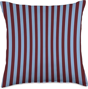 Burgundy Light Blue Striped Aesthetic Preppy Stripes Cute Throw Pillow