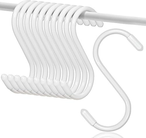 Paquete de 10 ganchos en S de 3 pulgadas, ganchos antideslizantes con revestimiento de vinilo resistente para cocina, armario, barthroom, garaje y