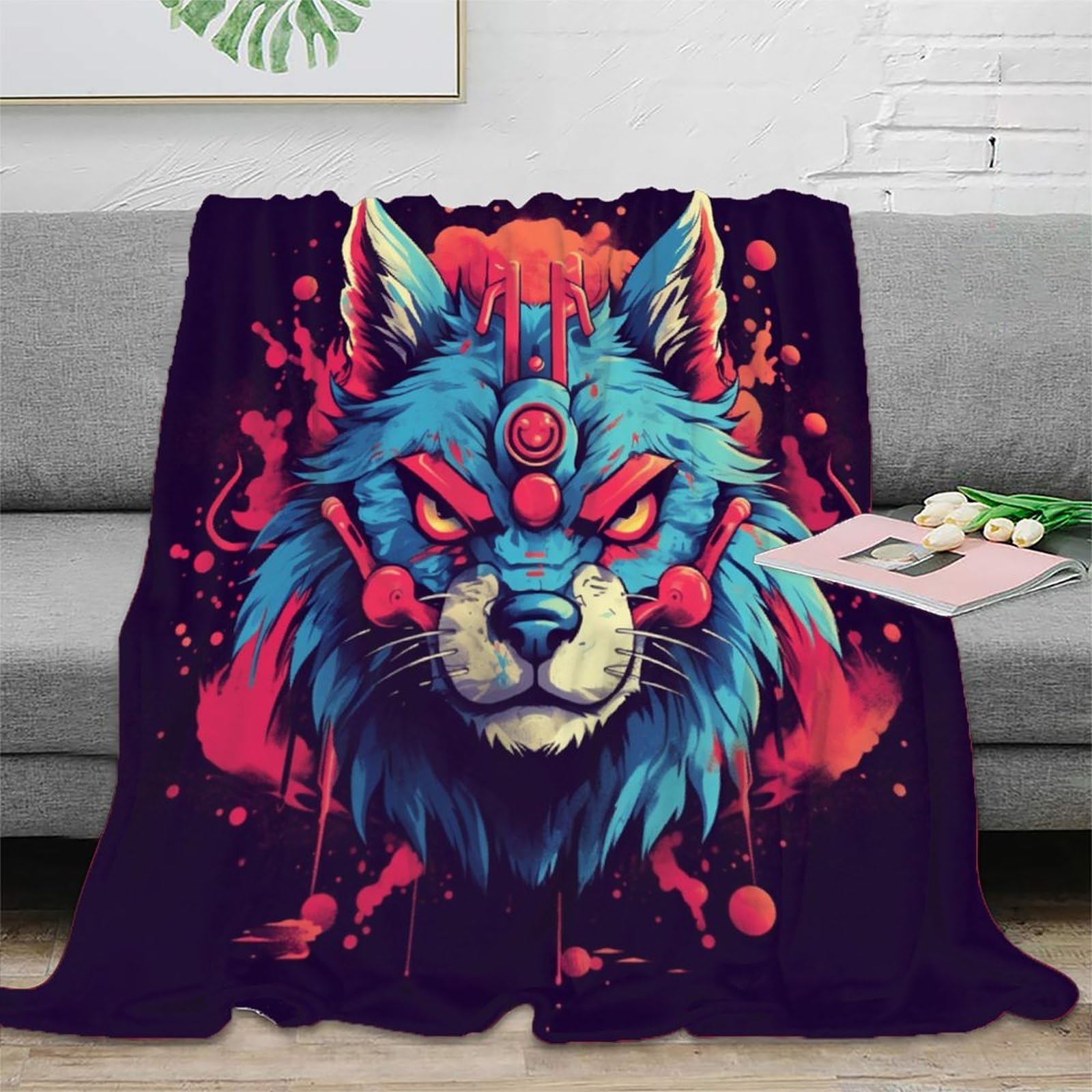 Couverture loup plaid flanelle 3D lit canapé enfant adulte