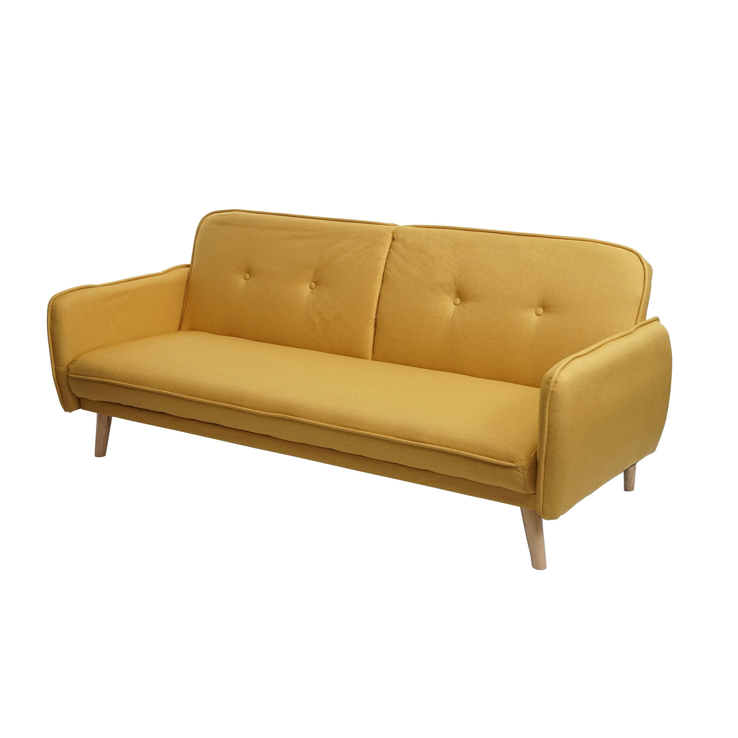 Mendler HWC-J18 - Sofá cama (185 cm), color amarillo | Sofá plegable, cama de invitados, sofá cama, textil