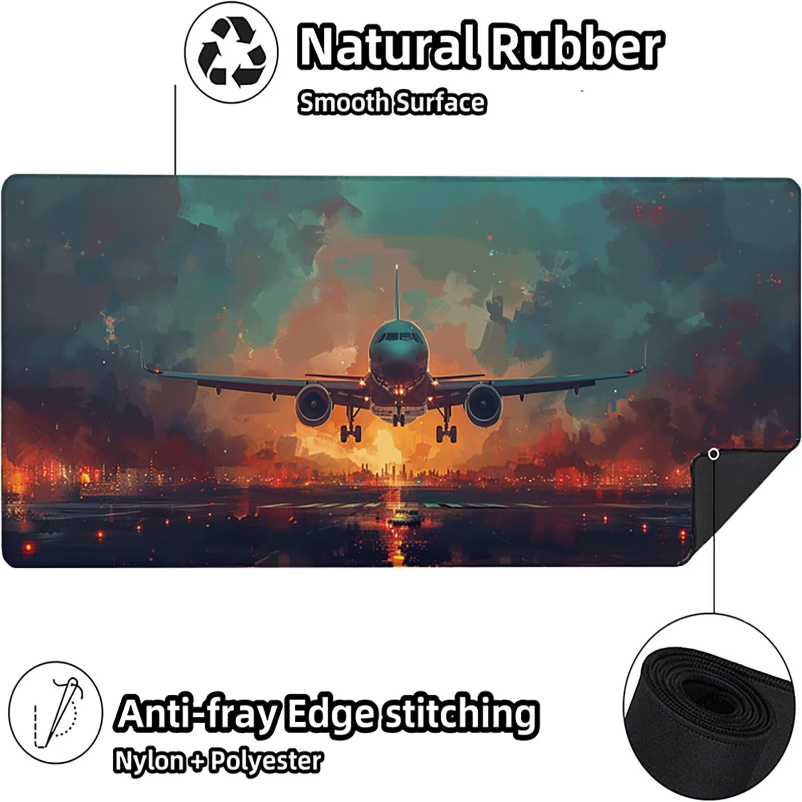 Aereo Tappetino Mouse XXL 1200x600x3mm Tappetino Mouse Giallo Gomma Antiscivolo Sottomano Scrivania, Migliora Precisione e Velocità Mouse Pad per Ufficio Gaming Accessori Scrivania, Regalo Uomo, 5-L