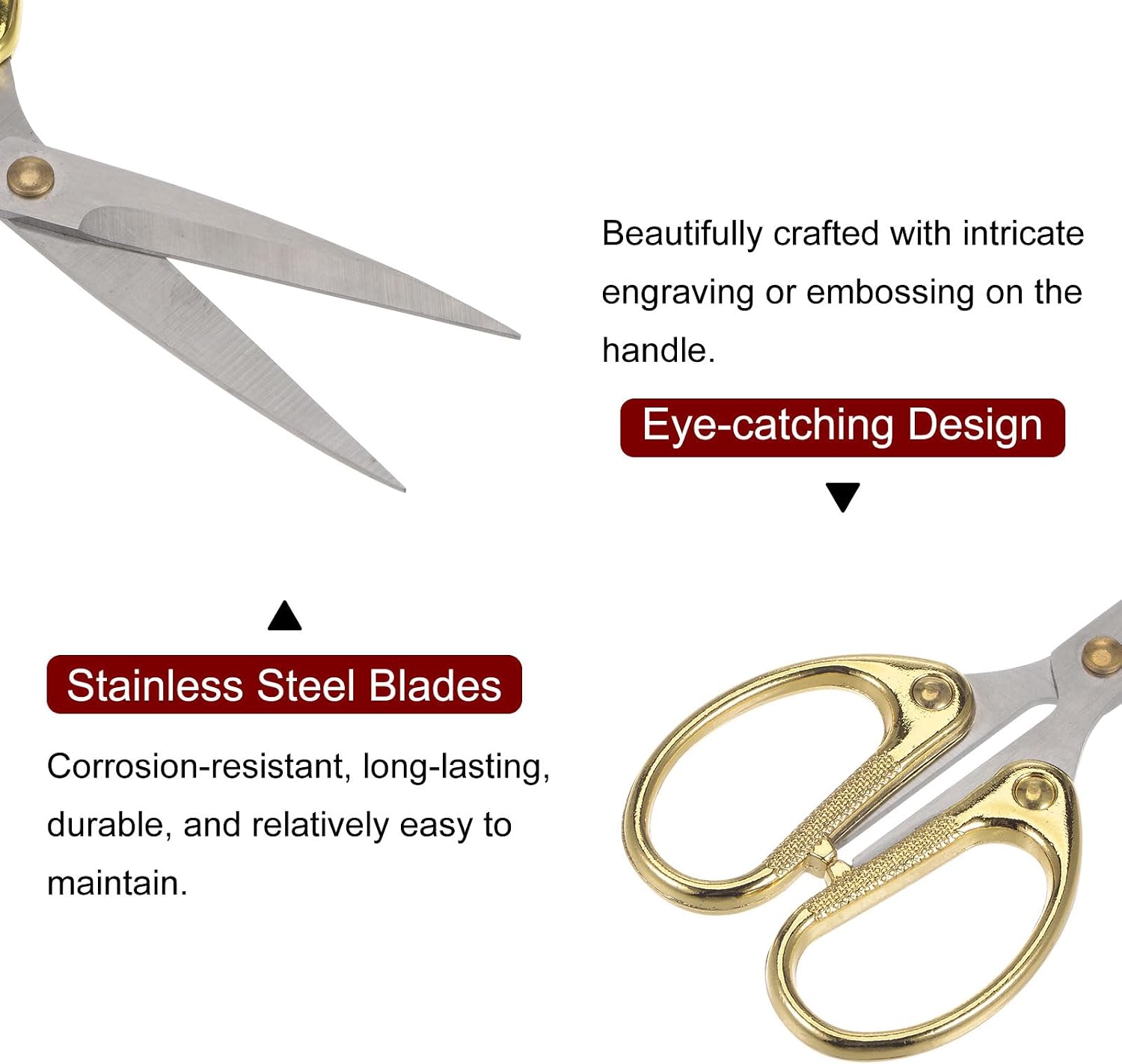 HARFINGTON Vintage Embroidery Scissors 5.3" Stainless Steel Mini Scissors for Sewing Crafting Cross Stitch Handcraft Craft Art Needle Work DIY, Gold