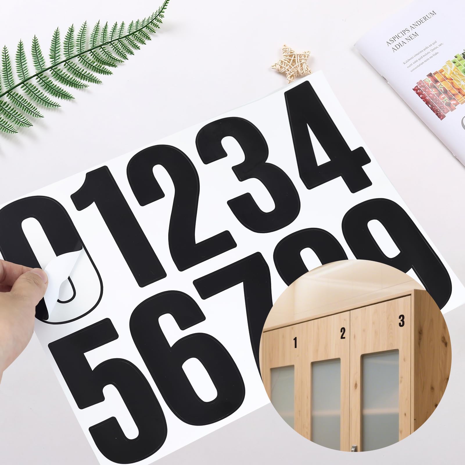 100 pcs Números Adhesivos Grandes, 10 cm, Pegatinas de Números para Casa y Exterior, Calcomanías de Números Negros para Puertas, Ventanas y Coches, Numeración Exterior Duradera