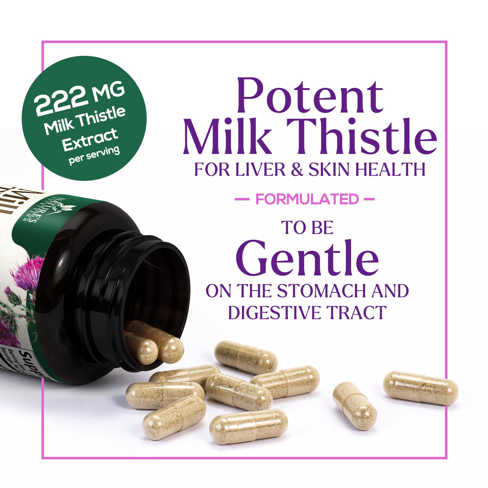 Milk Thistle Supplement - Powerful Liver Cleanse Detox & Repair Formula - Milk Thistle with Silymarin Marianum & Dandelion Extract - Natural Herbal Liver Health Complex - Made in USA - 60 Capsules — Amazon image 5