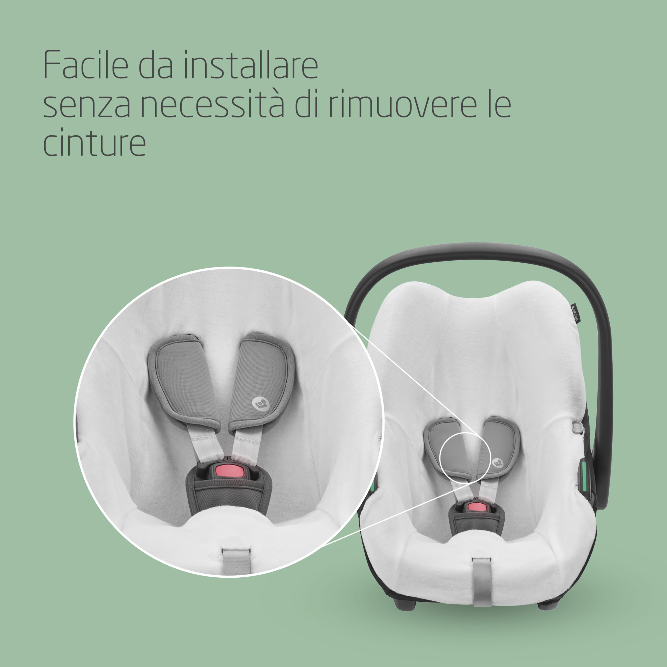 Maxi-Cosi Rivestimento Seggiolino Auto in cotone organico per CabrioFix i-Size / Pebble S, Copri seggiolino per neonati, Morbido, Materiale traspirante che assorbe l'umidità, Natural White