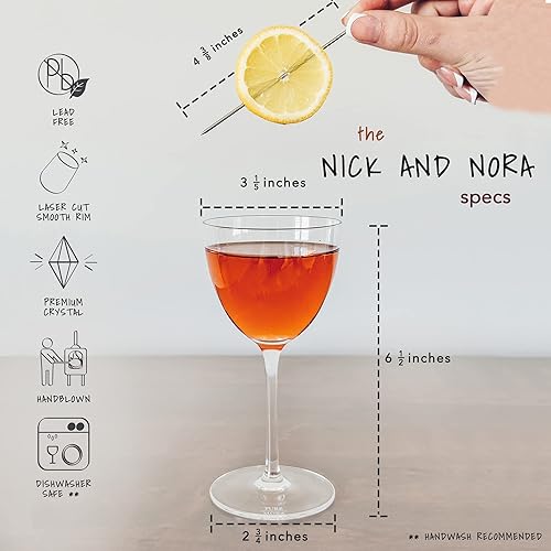 Miniatura 34 de MORA PURE - Juego de 4 vasos de margarita modernos de 12 onzas para Martini, Daiquiri congelado, fiestas tropicales de verano, vasos clásicos