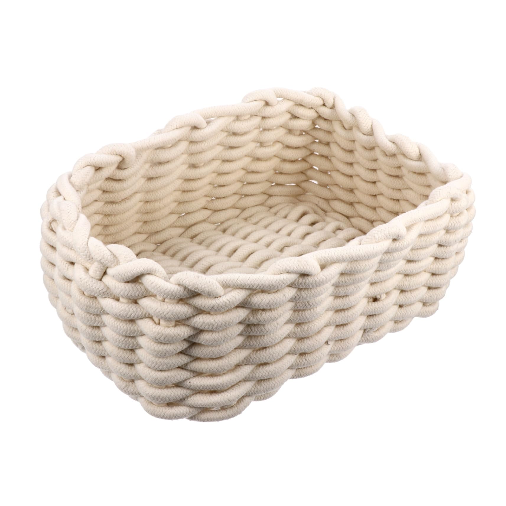 Unomor Desktop Storage Basket Mirror Tray Round Kitchen Fruit Basket Cotton Decor Wicker Storage Baskets Wicker Storage Trunk Seagrass Storage Baskets Trays Decorative White Cotton Thread