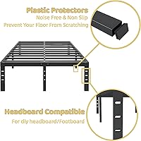 Vista 5 de ALDRICH Marco de cama de metal de tamaño matrimonial de 18 pulgadas, plataforma de listones de acero básico negro, marcos de cama resistentes sin