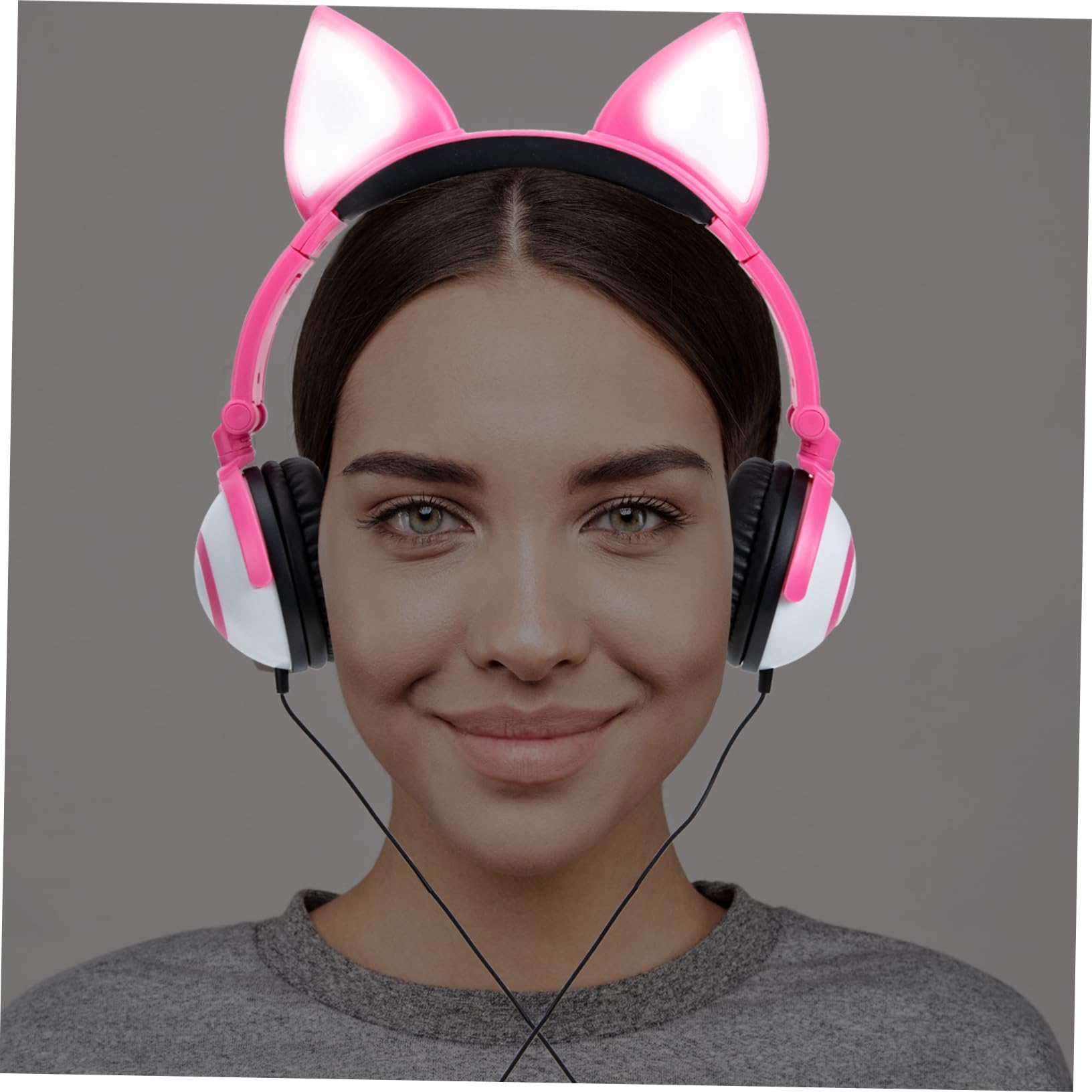 HOMSFOU Cuffie Luminose Cuffie Cablate Con Cancellazione Del Rumore Sopra L'auricolare Stereo Cablate Sull'auricolare Per Bambini Auricolari Per Il Fitness Pvc Rosa
