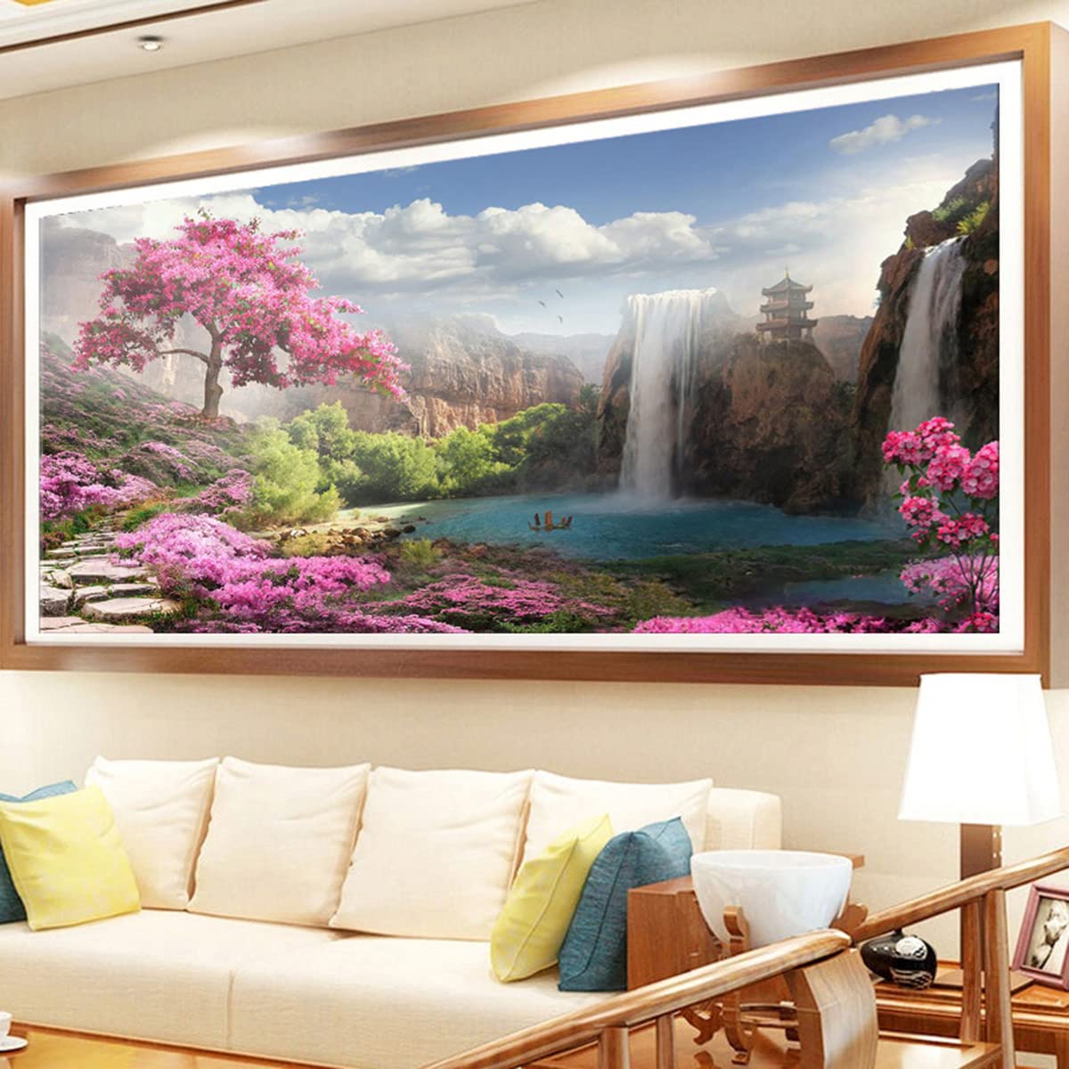 Instarry 5D Diamant Painting Bilder Full Groß Naturlandschaft Wasserfall Home Decor 150x60 cm