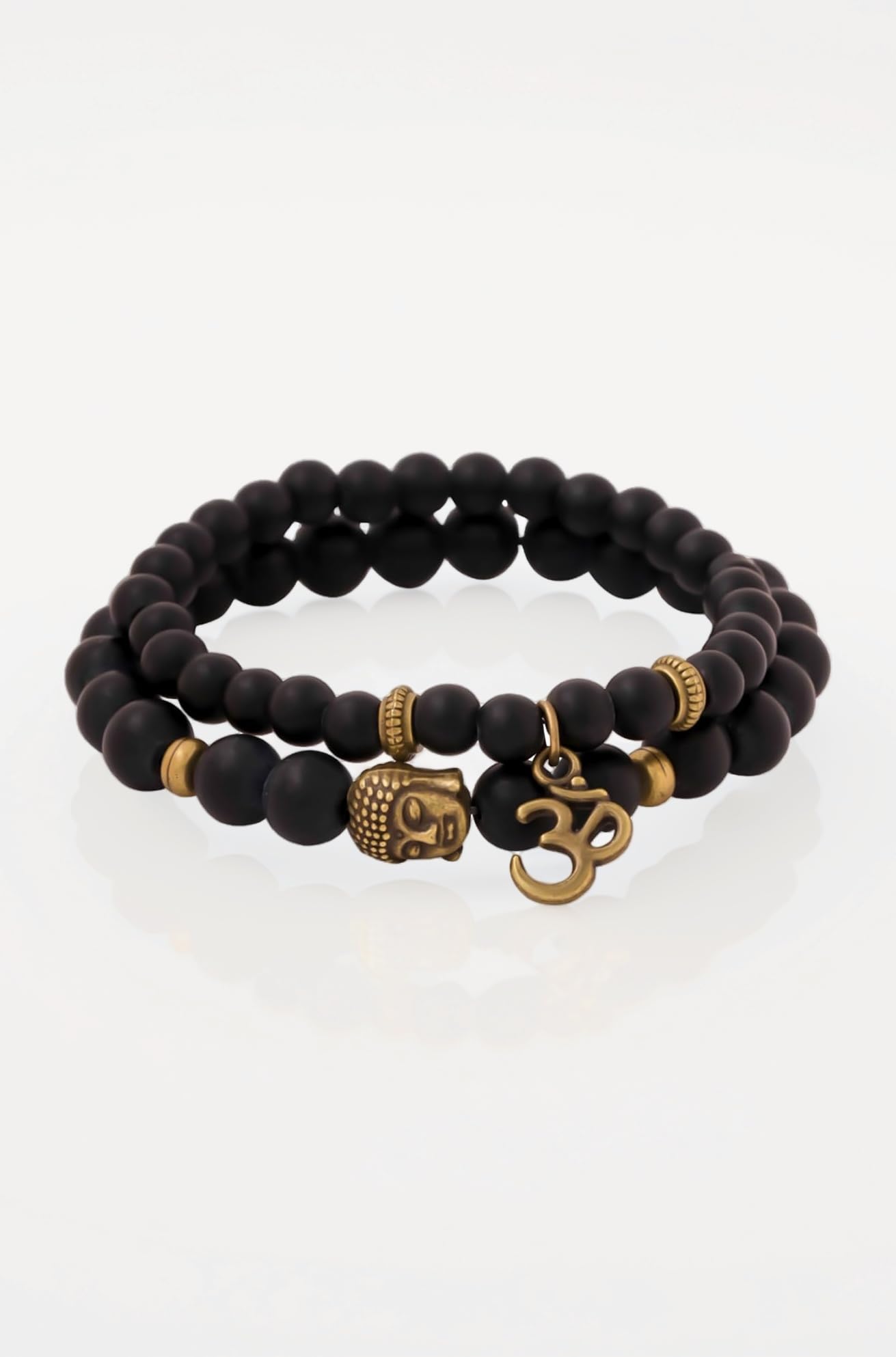 D'Vine Buddha Beads Collection Onyx Charm Bracelet for Men (Black)(YCFJBR-619DVINE-BR)